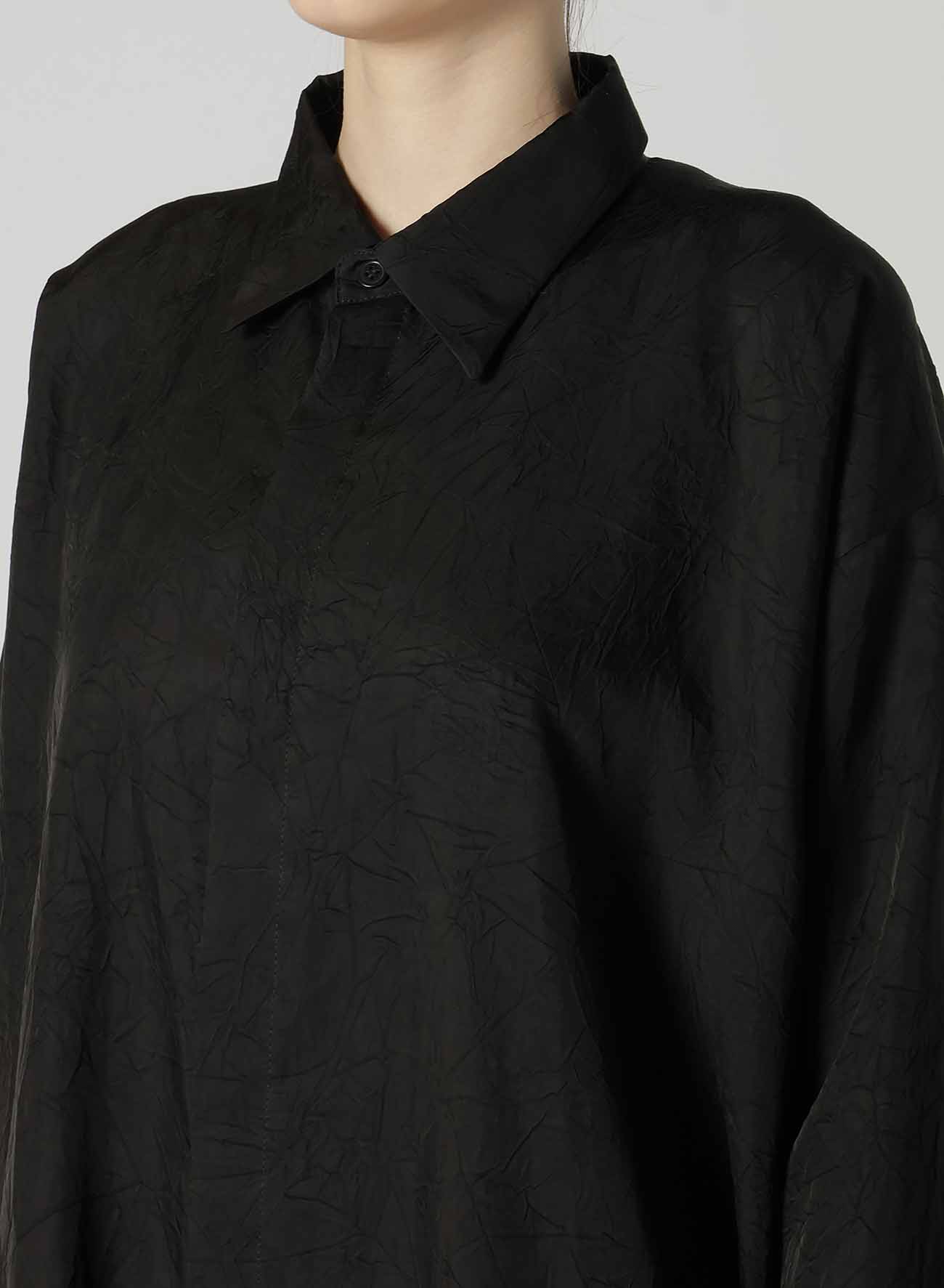 Cu WRINKLED TWILL R-DOUBLE PLACKET BLOUSE