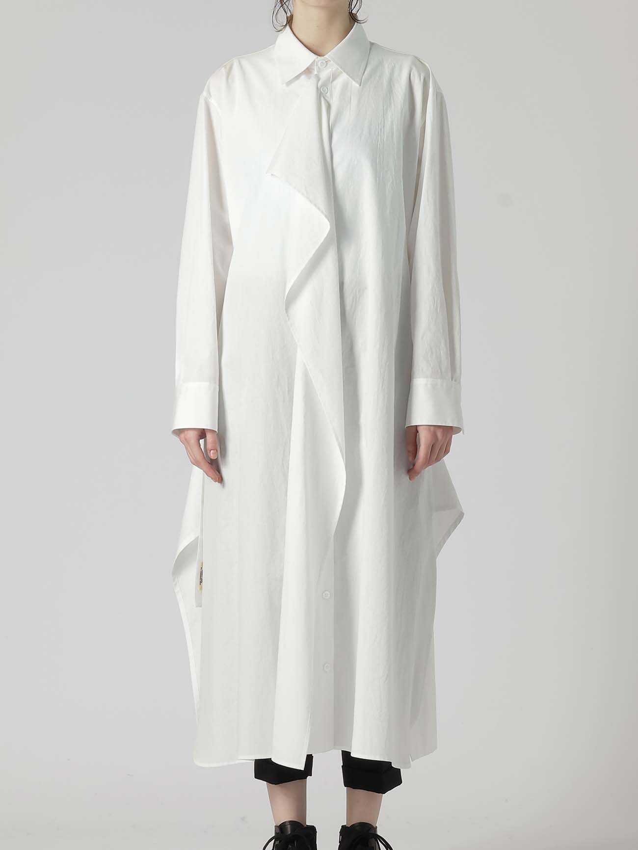 COTTON BROAD R-DRAPED SHIRT DRESS