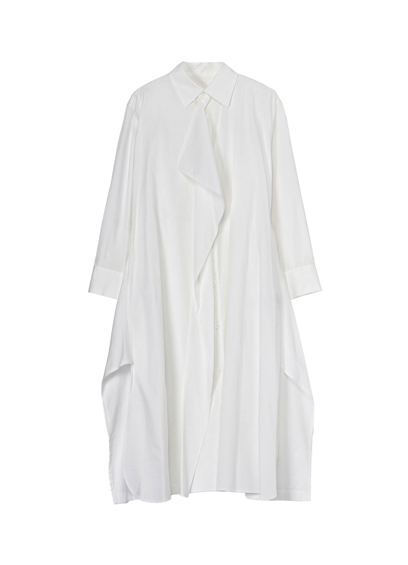 COTTON BROAD R-DRAPED SHIRT DRESS