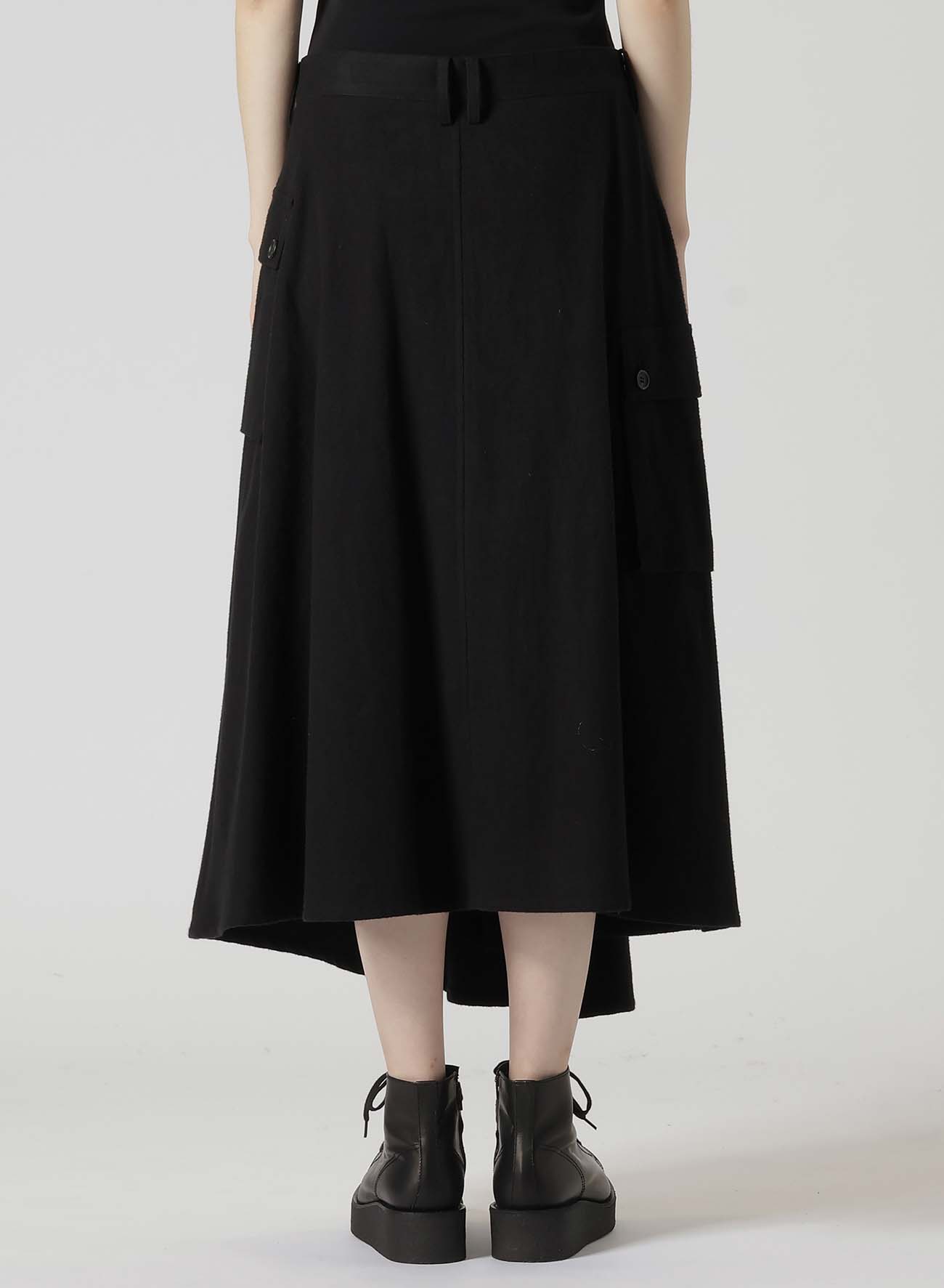 COTTON TWILL R-WIDE TUCK CARGO SKIRT