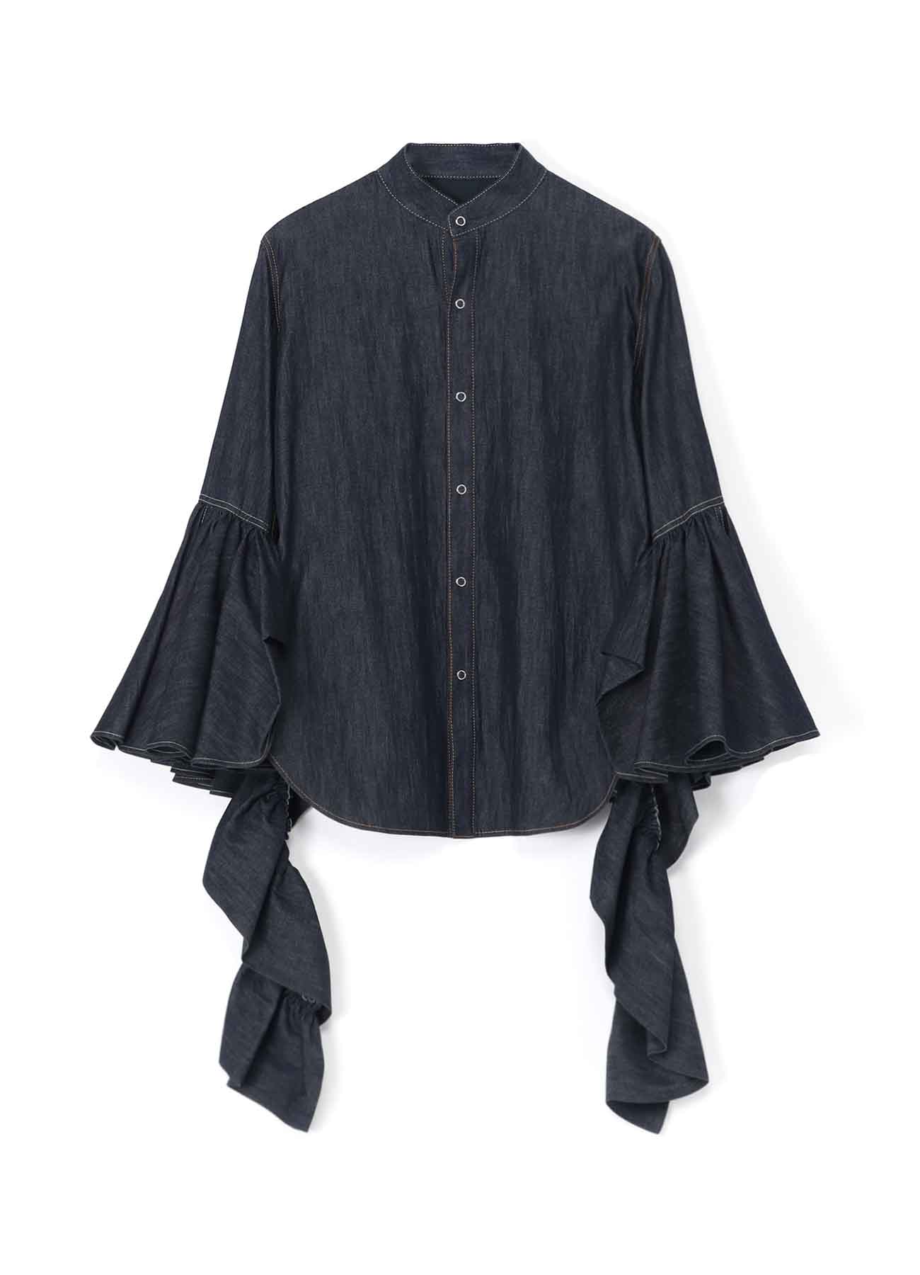 DENIM P.T SLEEVE WITH FRILL BLOUSE
