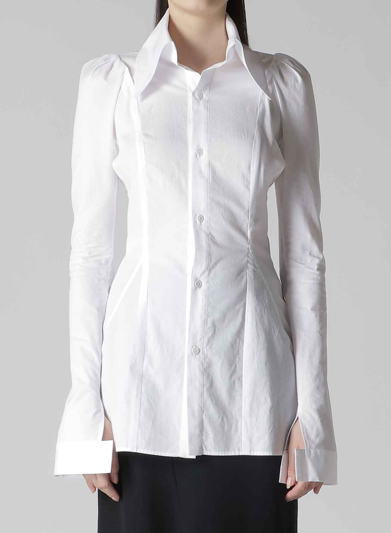 COTTON BROAD PUFF SLV SLIM FIT BLOUSE