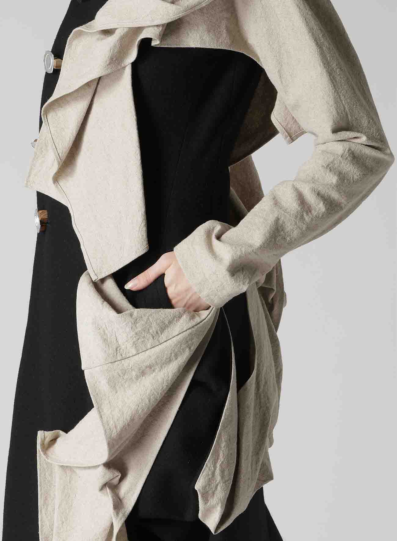 L SLV DRAPE DETAIL COAT