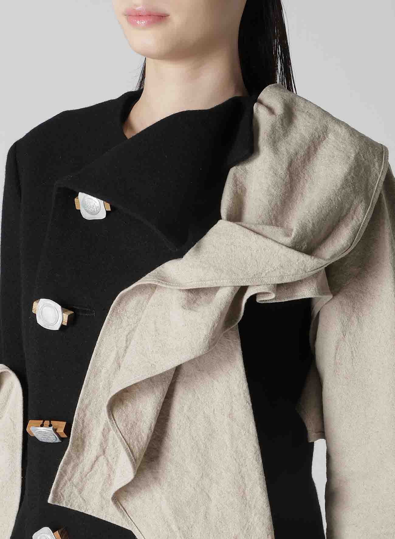 L SLV DRAPE DETAIL COAT