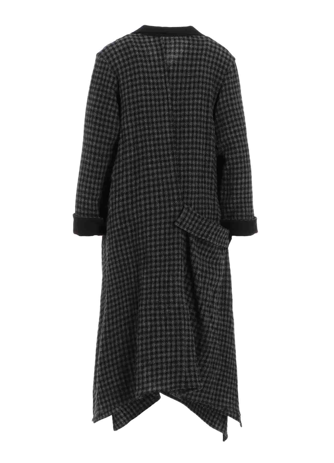 SMALL HOUNDSTOOTH R DRAPE DETAIL SHIRT DRESS