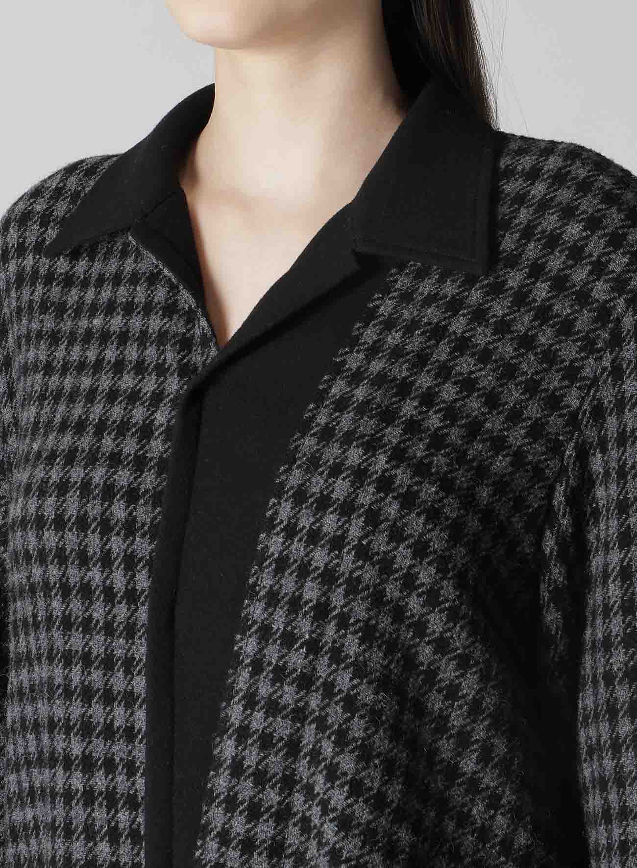 SMALL HOUNDSTOOTH R DRAPE DETAIL SHIRT DRESS