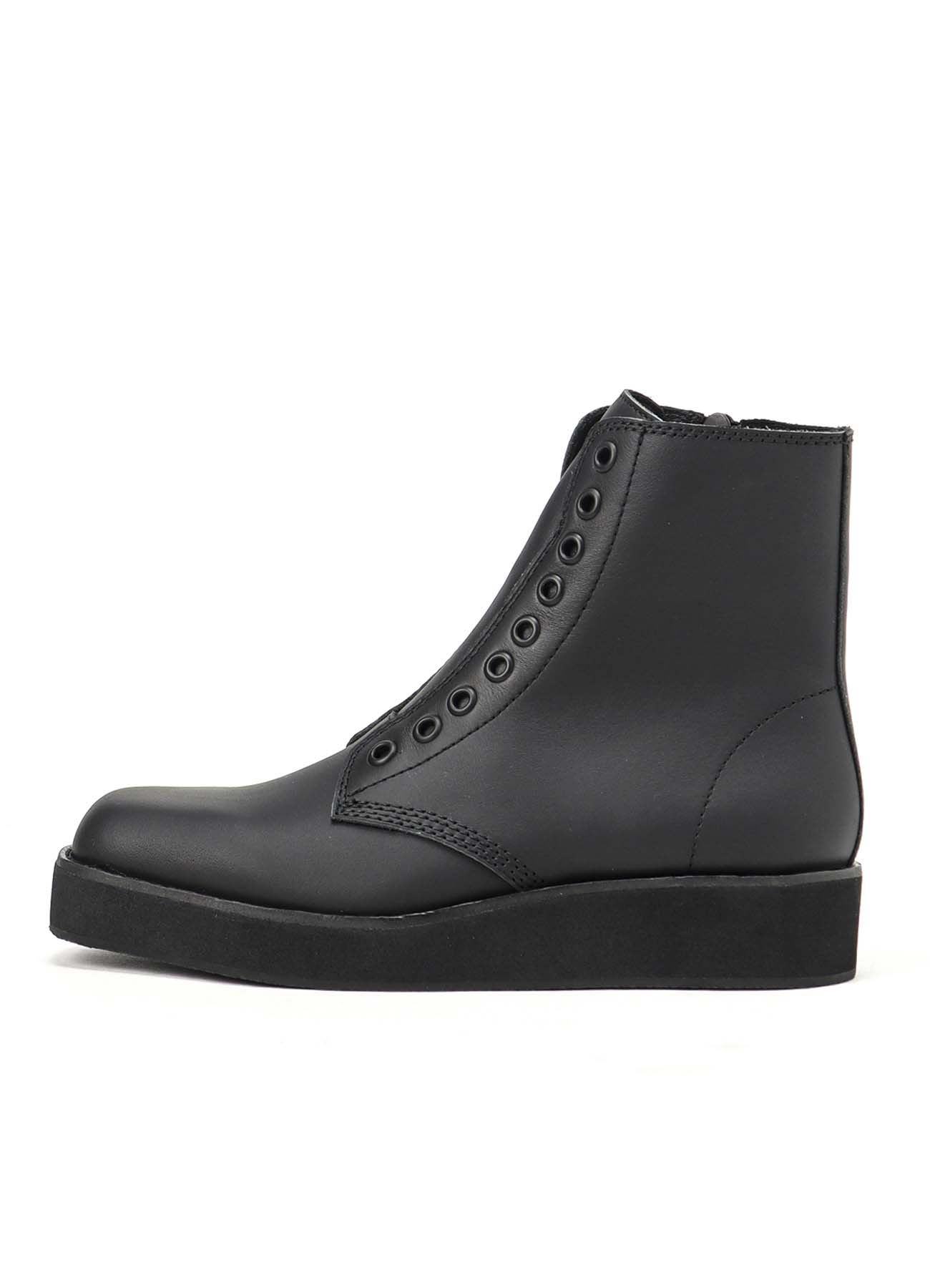 MAT OIL LEATHER SQUARE TOE ZIP BOOTS