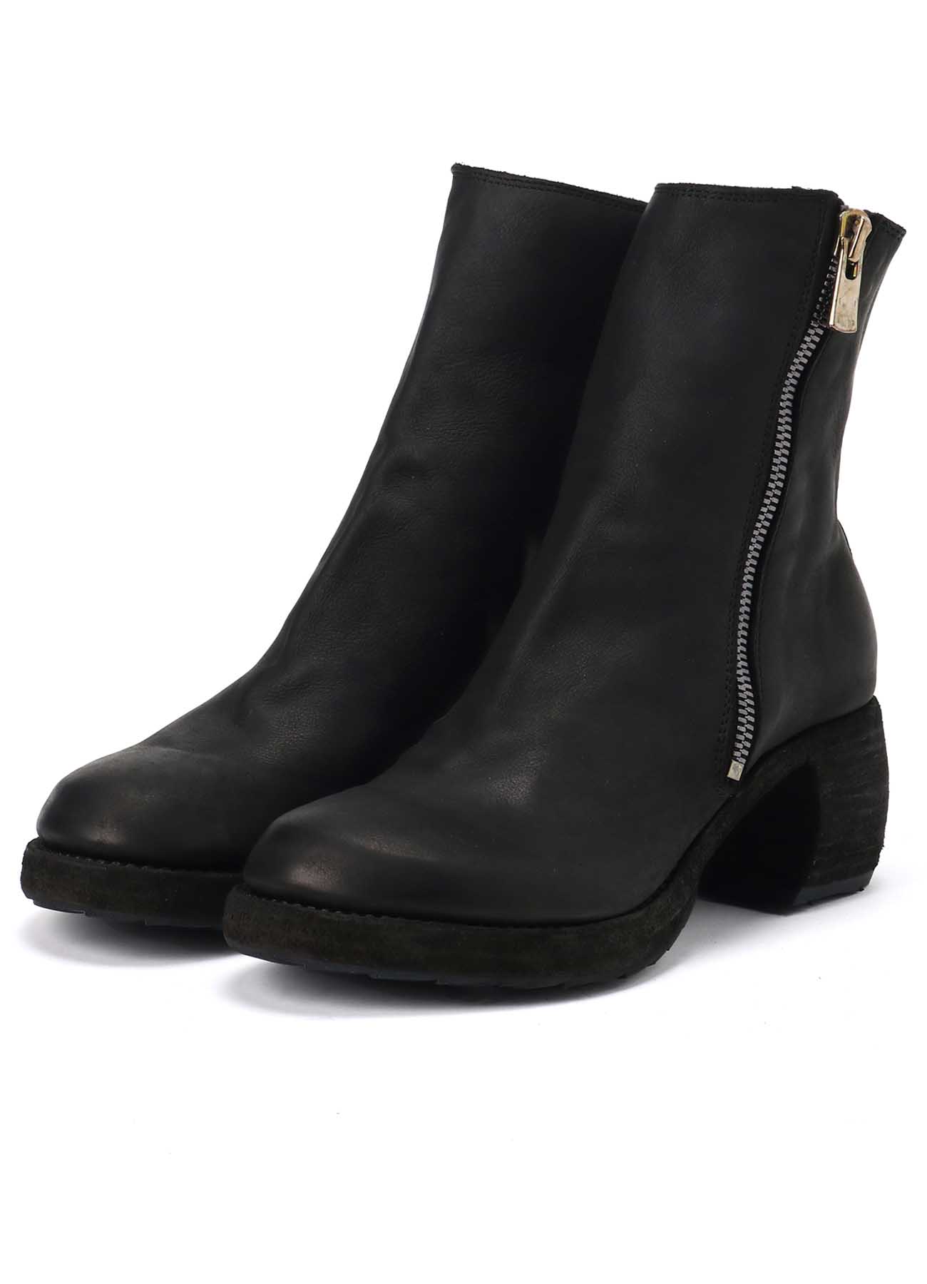 CALF GRAIN BK OBLIQUE SIDE ZIP BOOTS