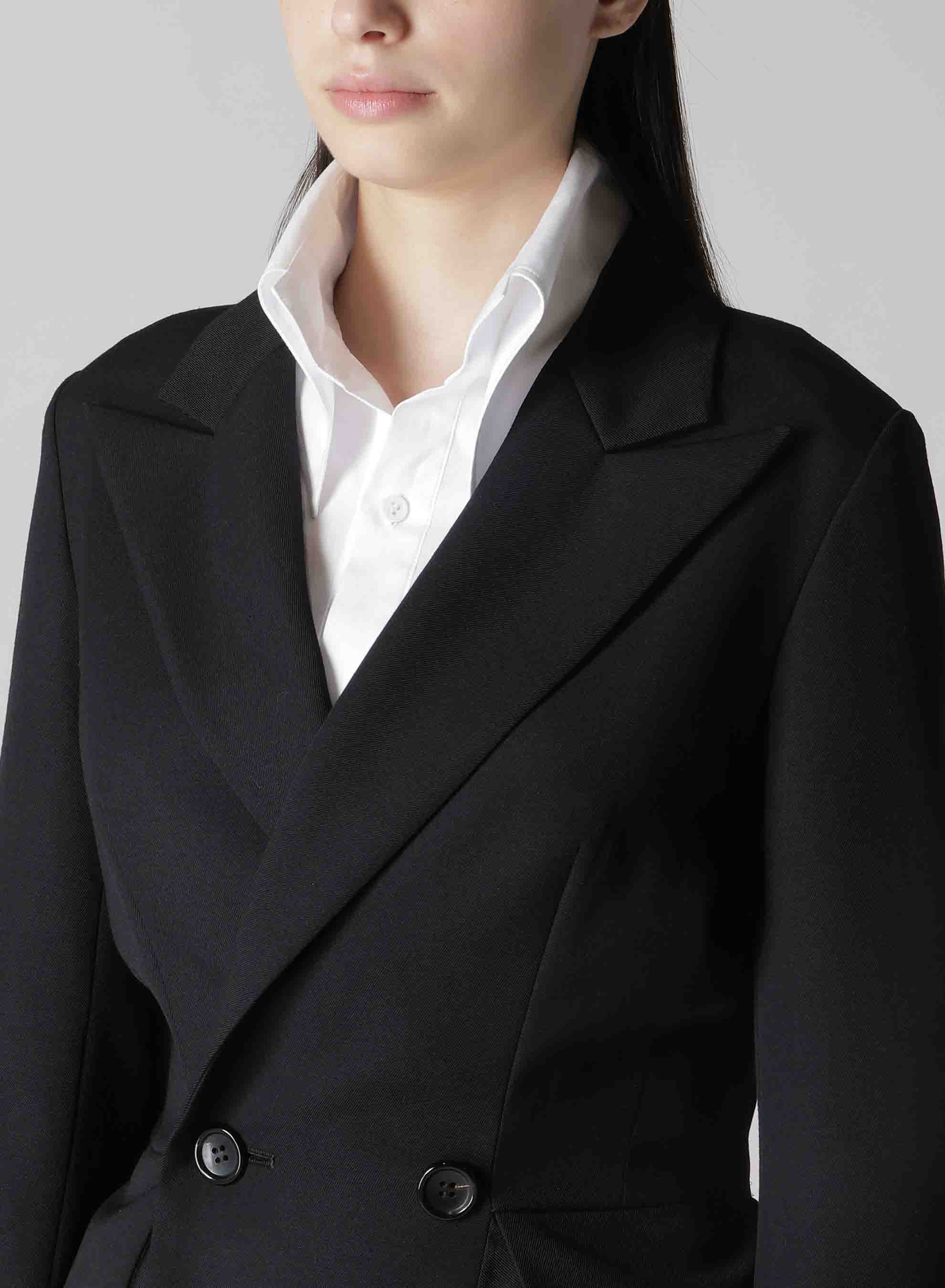 2/60 WOOL GABARDINE DRAPED PEAKED JACKET