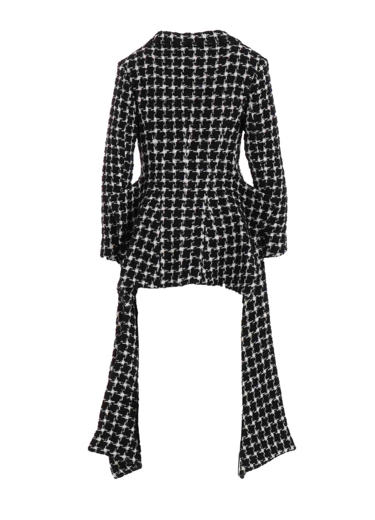 B&W HOUNDSTOOTH DRAPED PEAKED JACKET