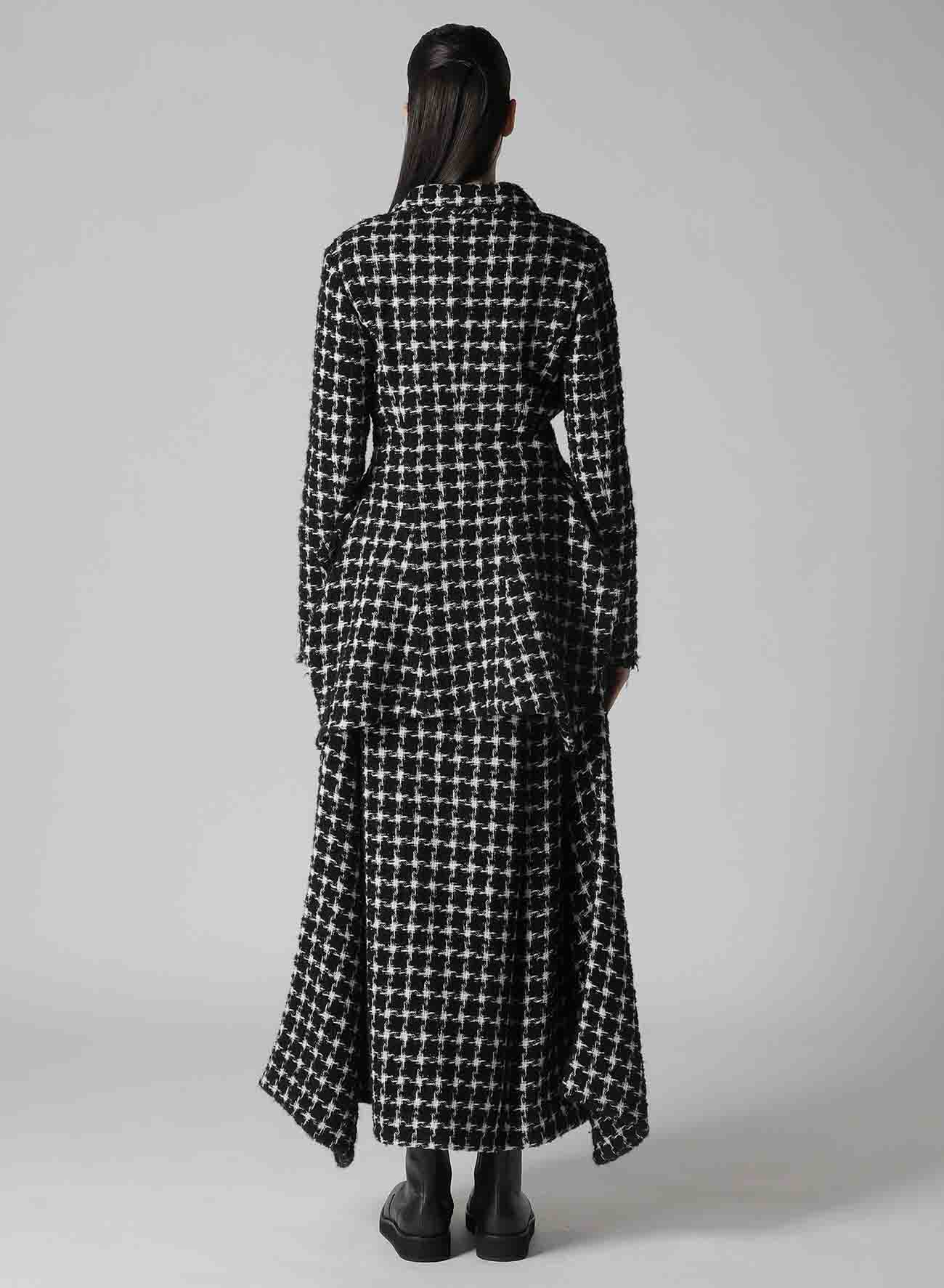 B&W HOUNDSTOOTH DRAPED PEAKED JACKET