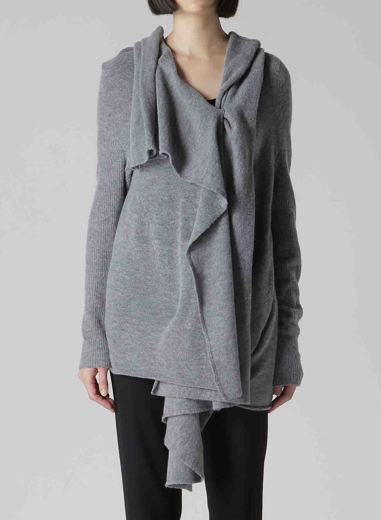 PLAIN WEAVE DRAPED CARDIGAN