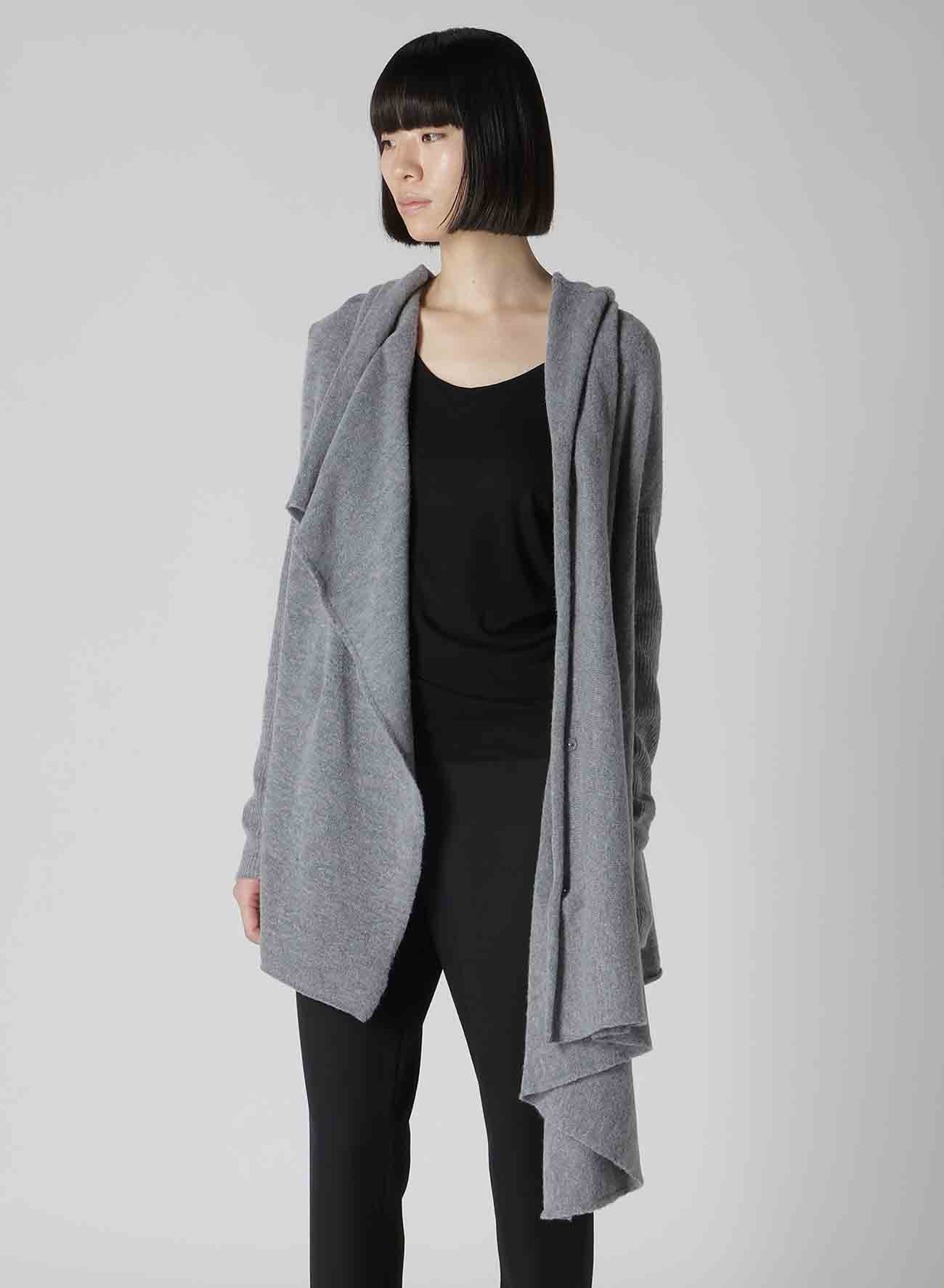 PLAIN WEAVE DRAPED CARDIGAN