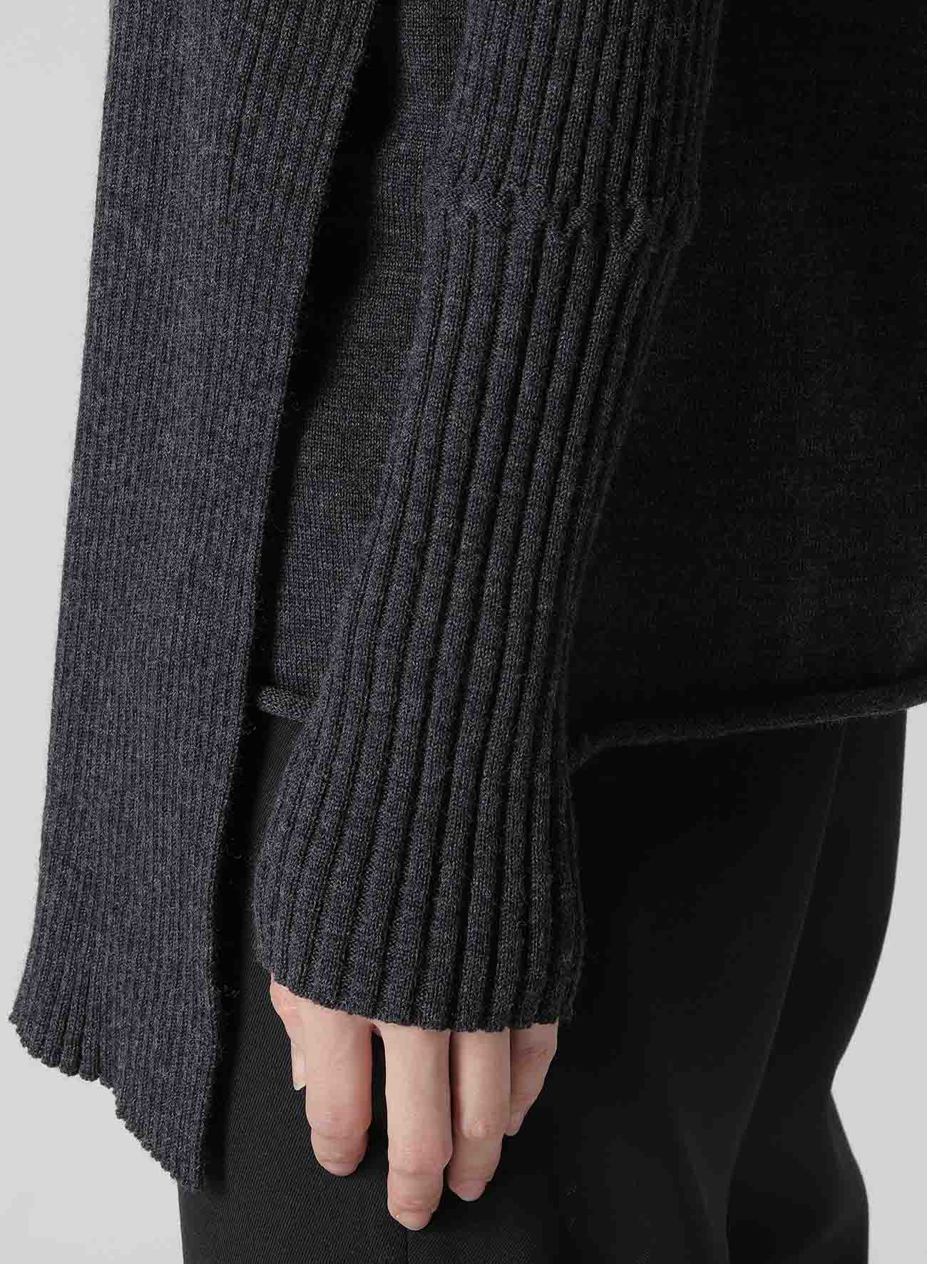 PLAIN RIB FRONT D CLOTH CARDIGAN