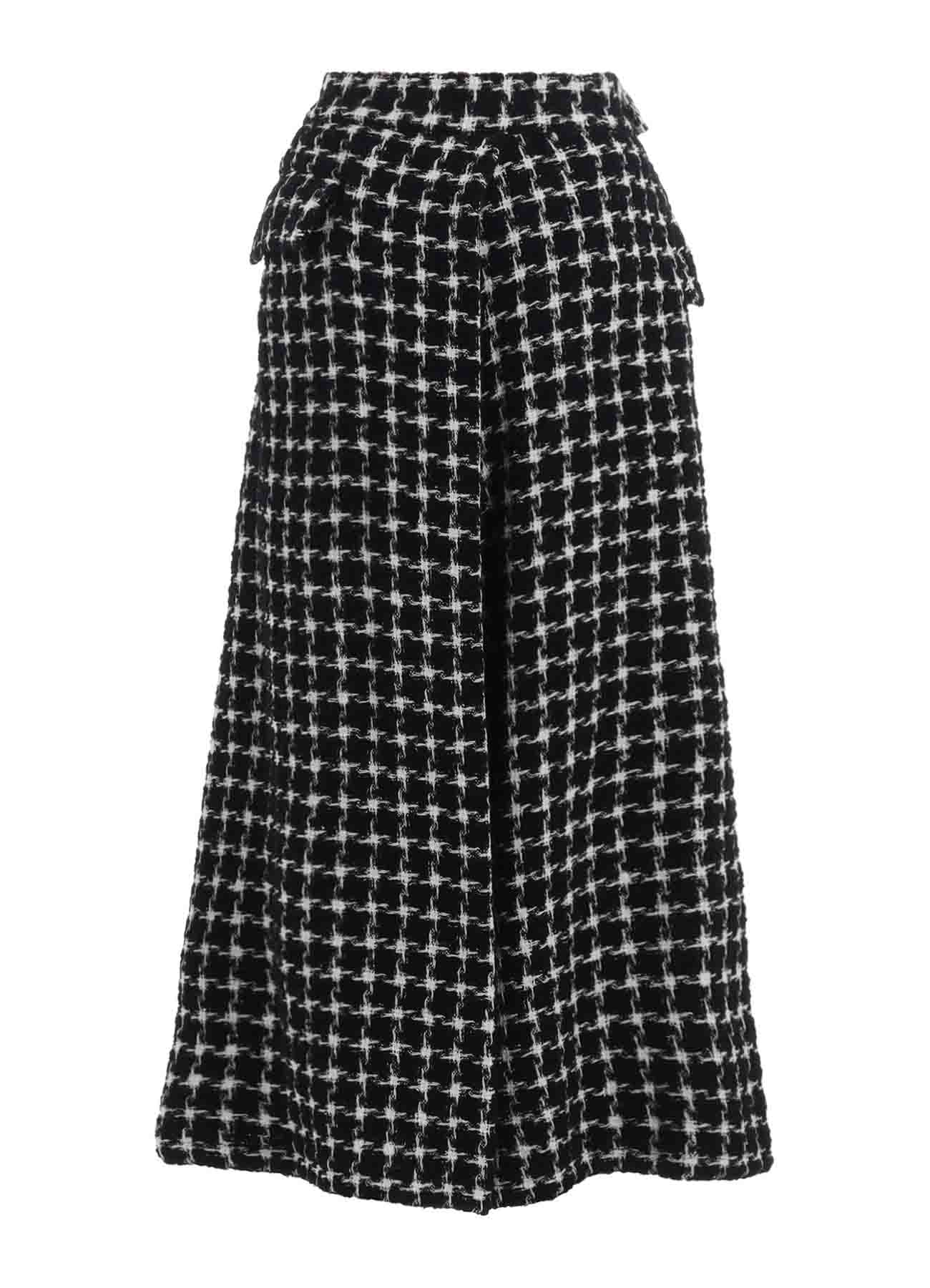 B&W HOUNDSTOOTH TUCK FLARED PANTS