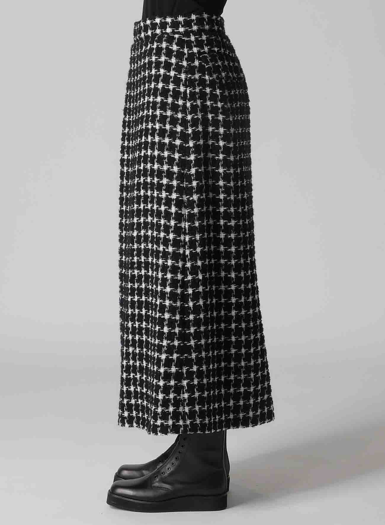 B&W HOUNDSTOOTH TUCK FLARED PANTS