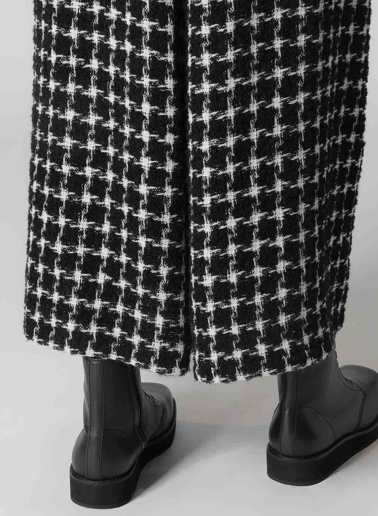 B&W HOUNDSTOOTH TUCK FLARED PANTS