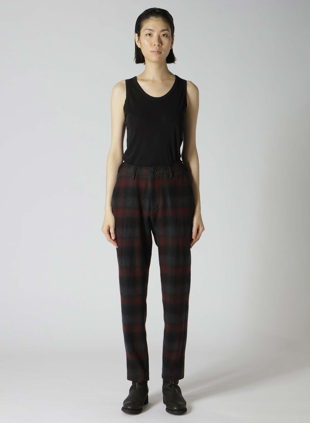 GREY OMBRE PLAID BASIC PANTS B