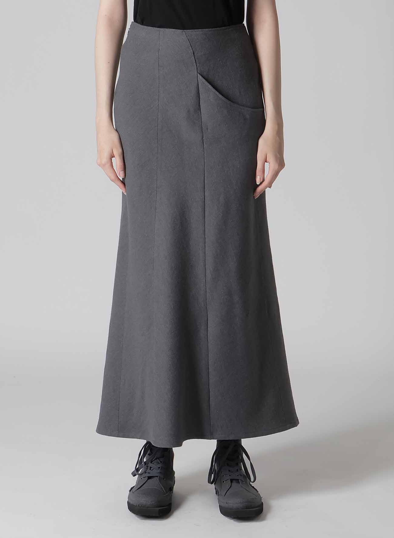 W/C TWILL WASHER L POCKET FLARE SKIRT