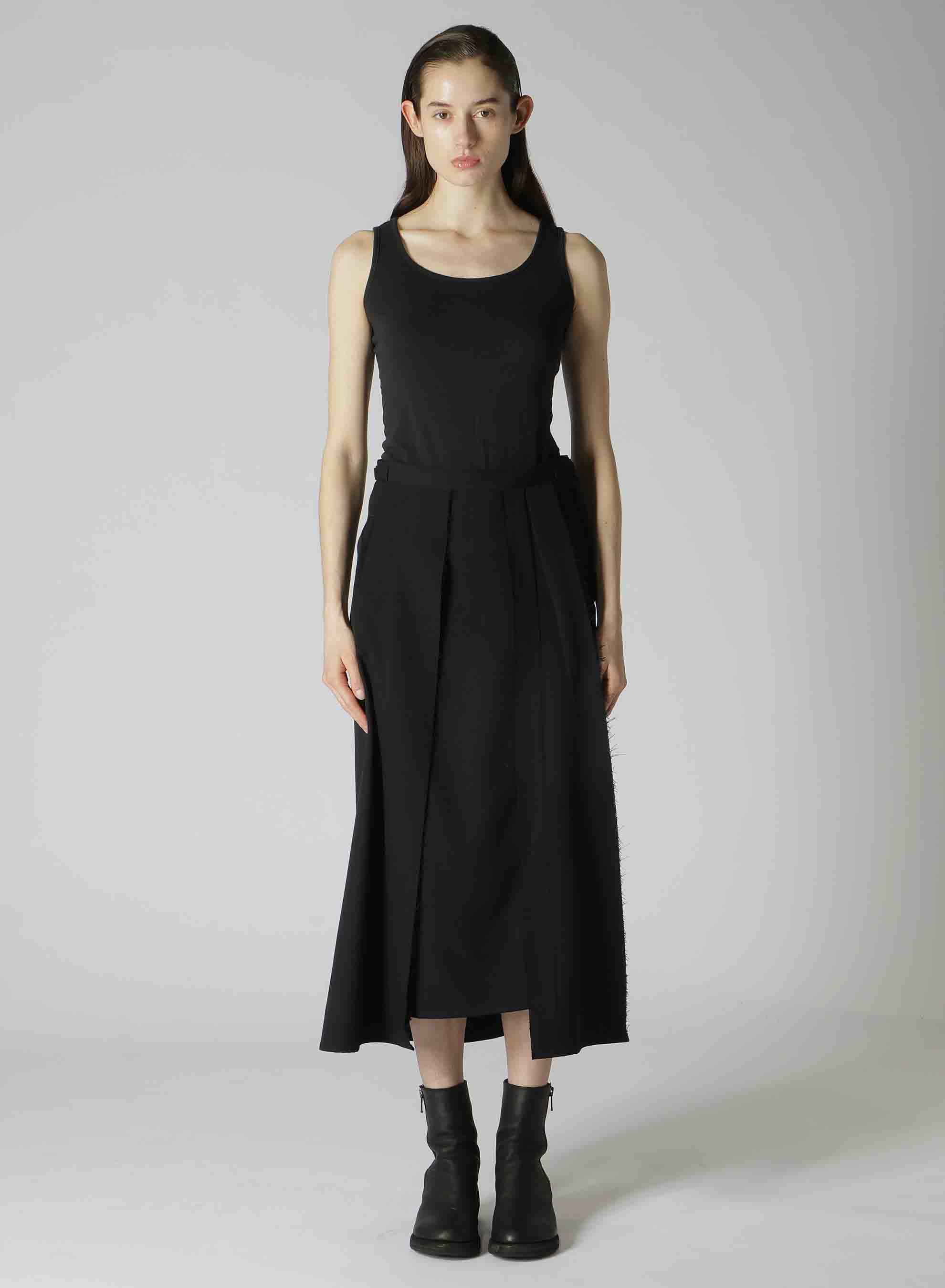 2/60 WOOL GABARDINE PANELED PLEATED SKIRT A