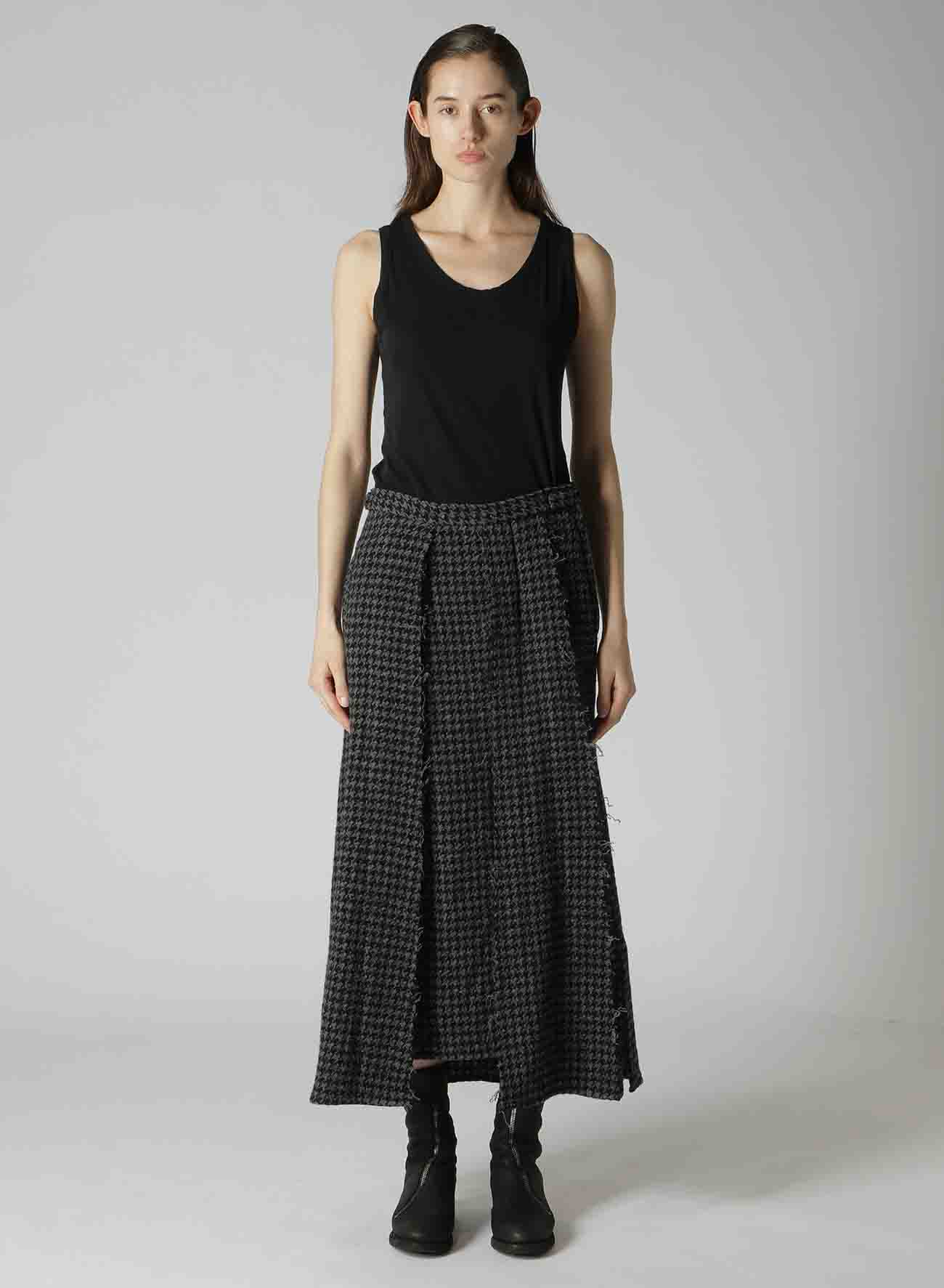 HOUNDSTOOTH PANELED PLEATED SKIRT A