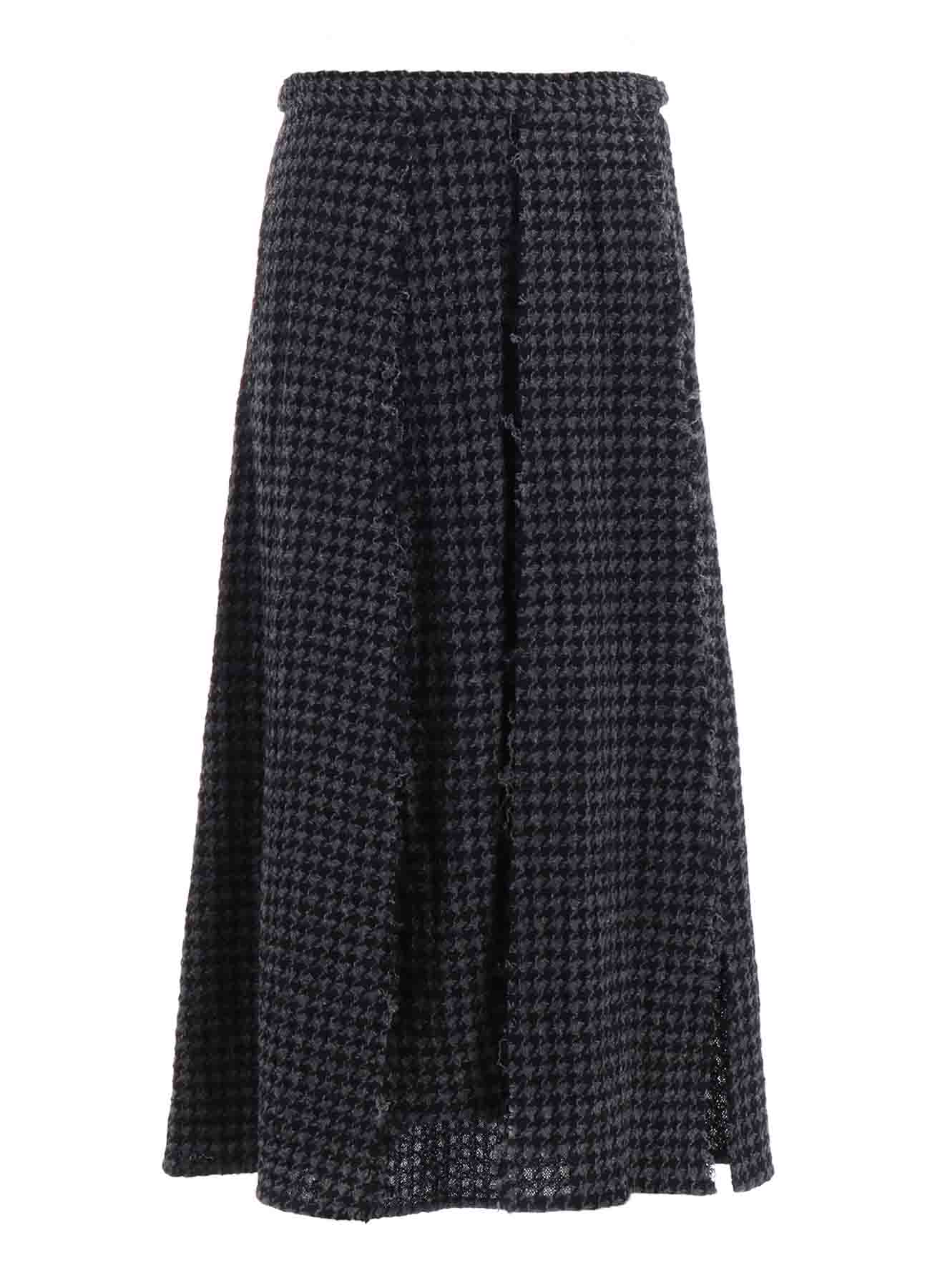 HOUNDSTOOTH PANELED PLEATED SKIRT A