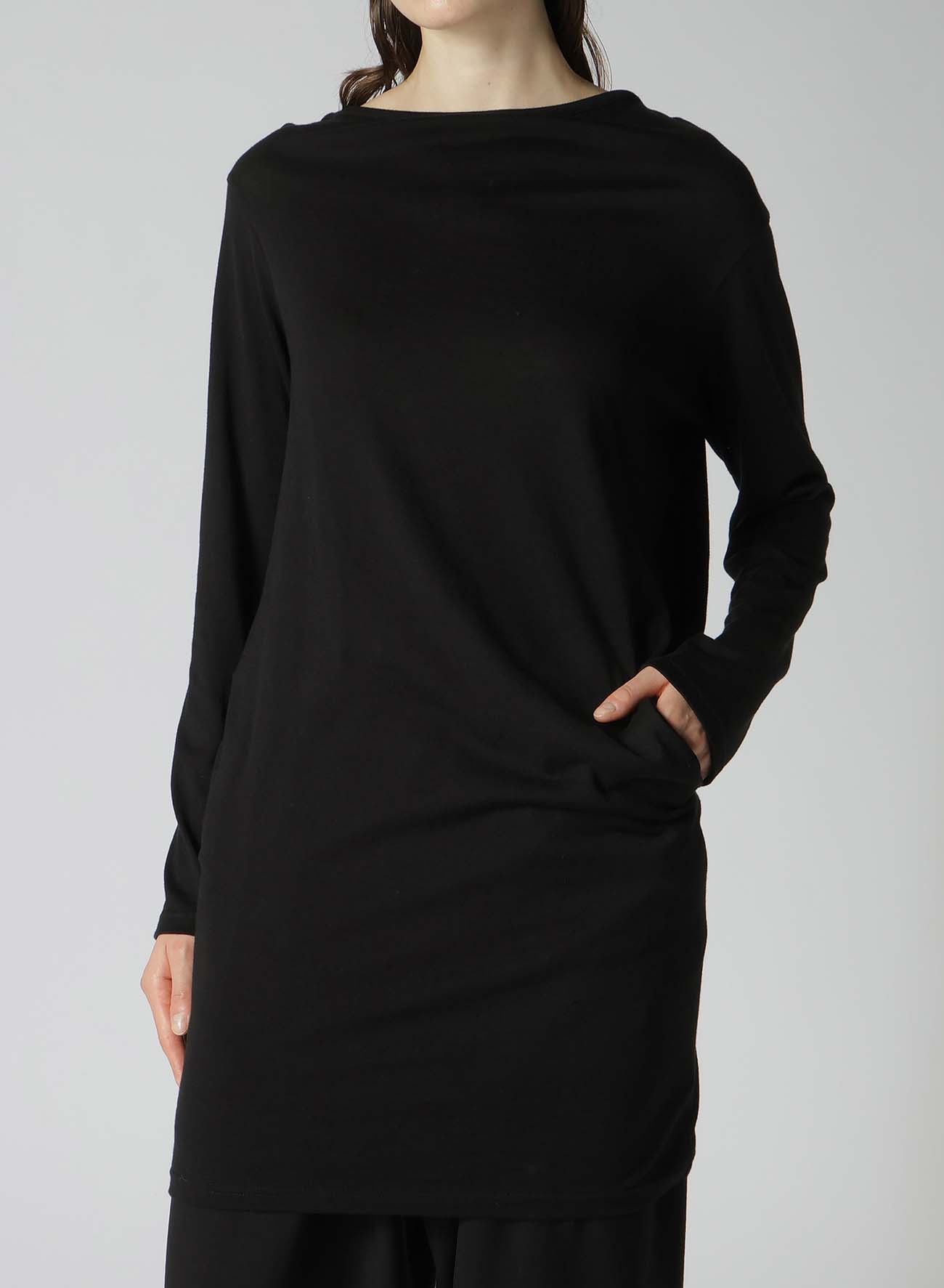 56/2 GUAZE SINGLE JERSEY SIDE DRAPED LONG SLV T