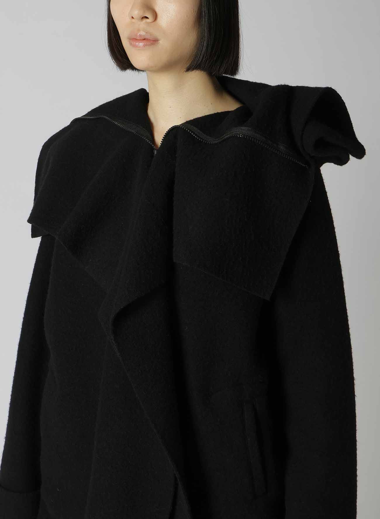 WOOL FLEECE DRAPED NECK LINE CARDIGAN