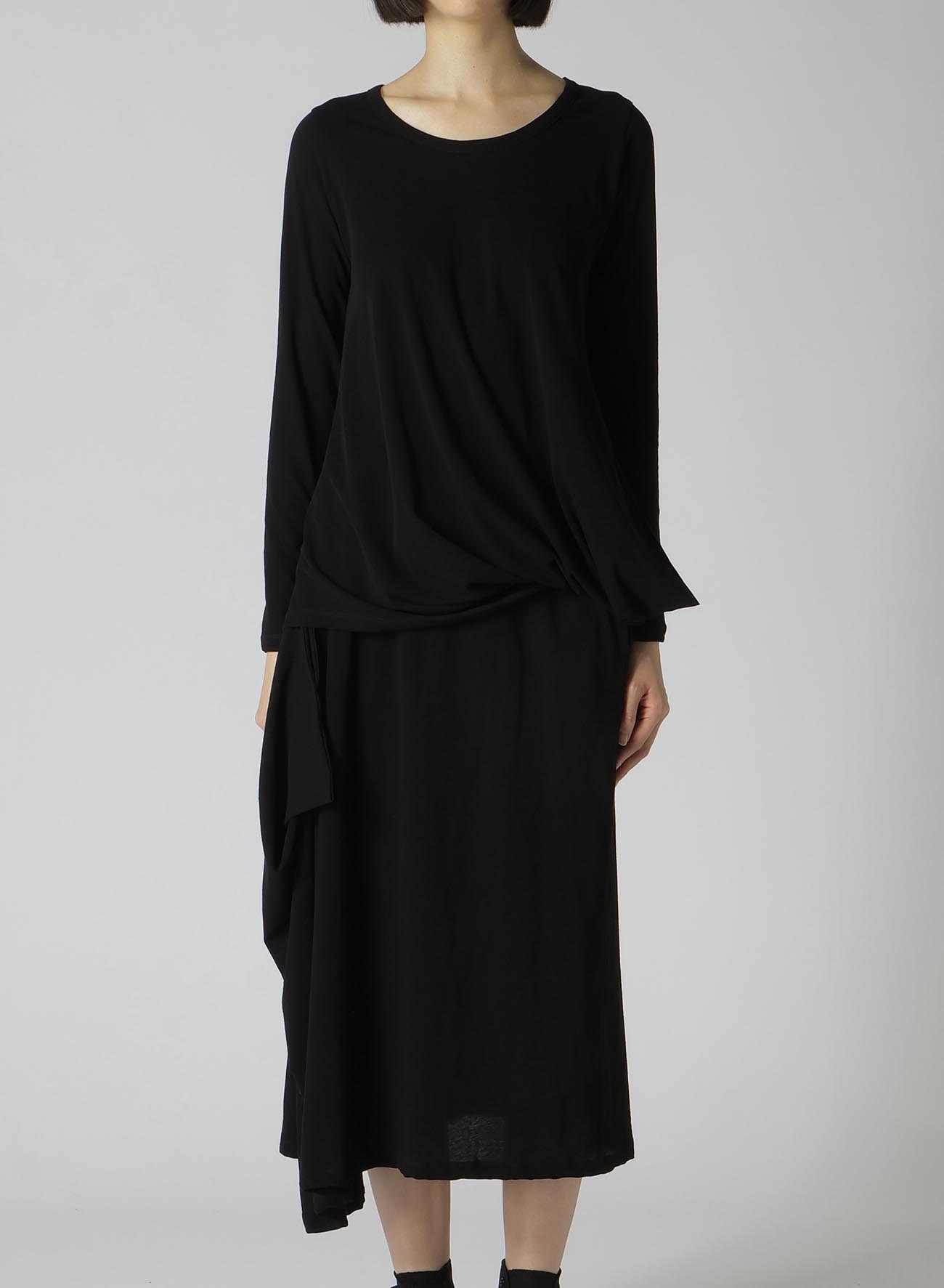 40/-HIGH TWISTED SINGLE JERSEY SIDE DRAPED LONG SLV PO