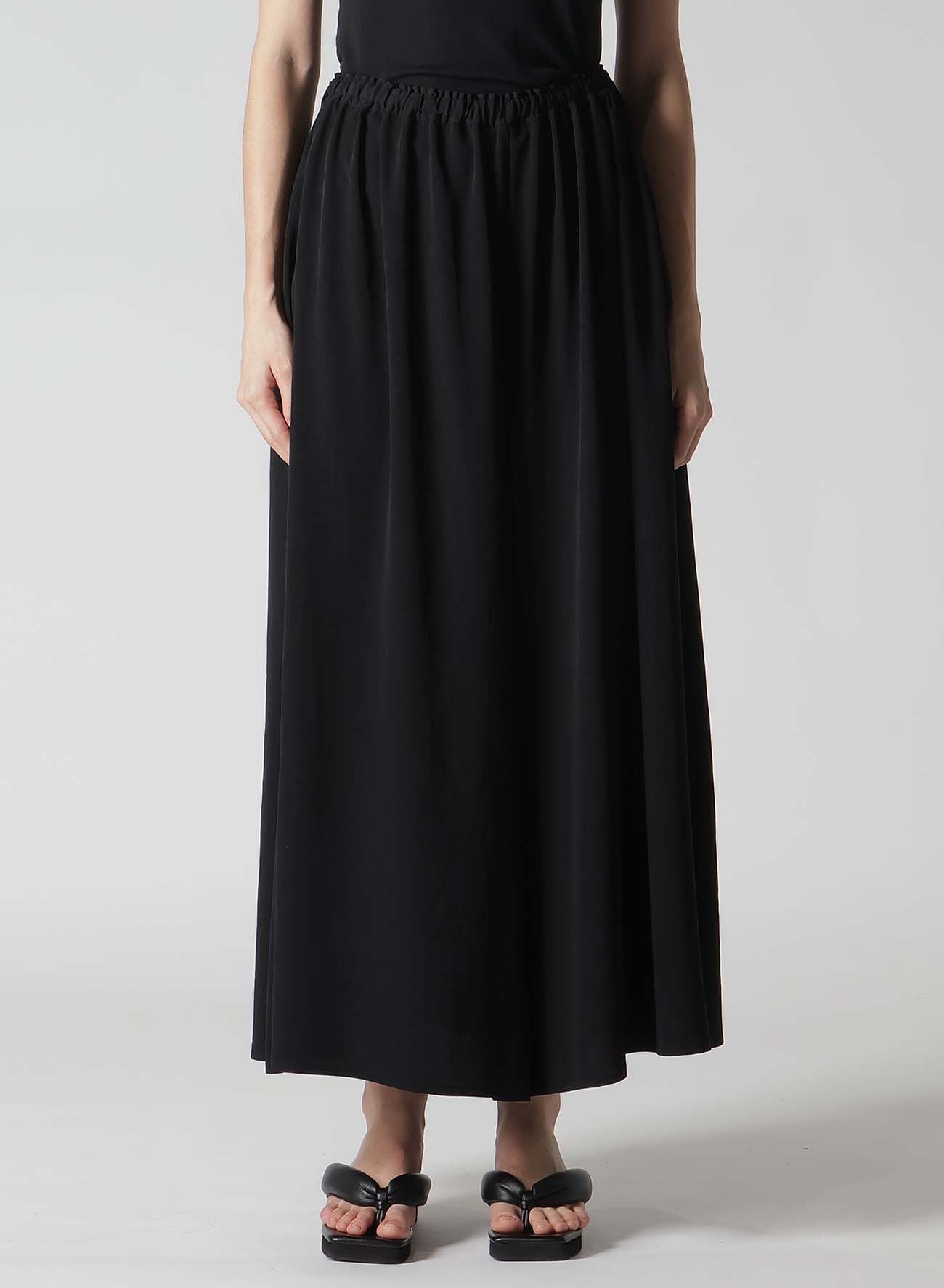 TA/PE CREPE DE CHINE SKIRT-LIKE GATHER PANTS