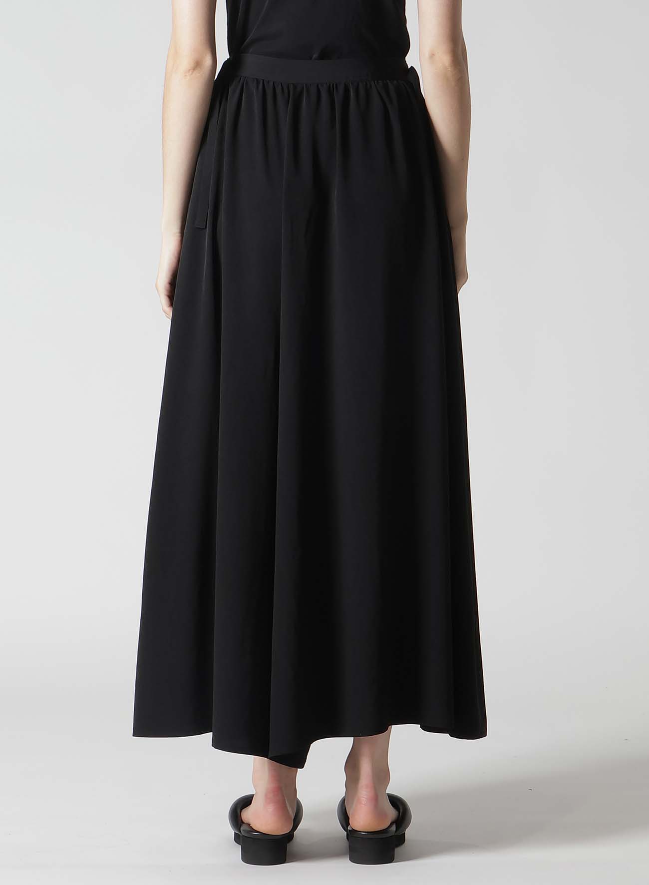 TA/PE CREPE DE CHINE SKIRT-LIKE GATHER PANTS