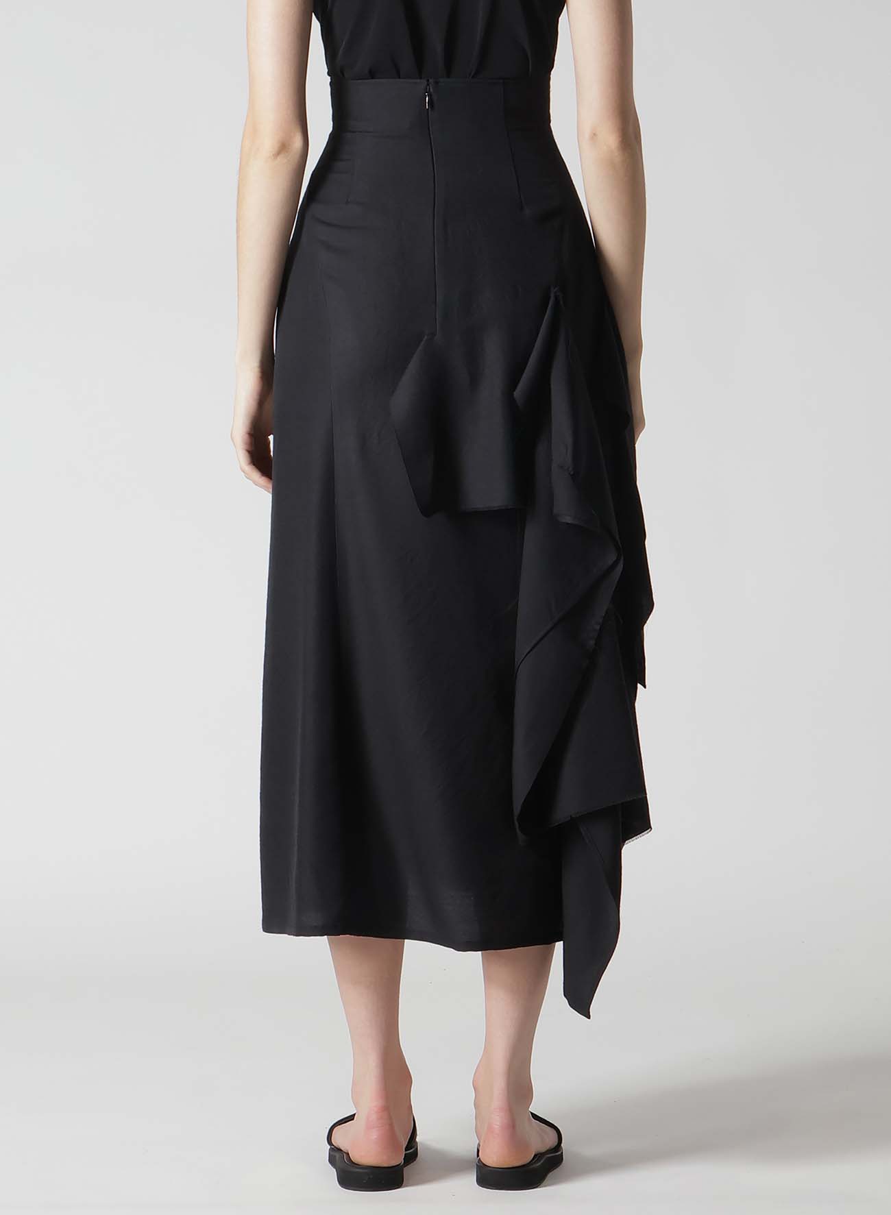 S/W TWILL R DRAPED HIGH WAIST SKT