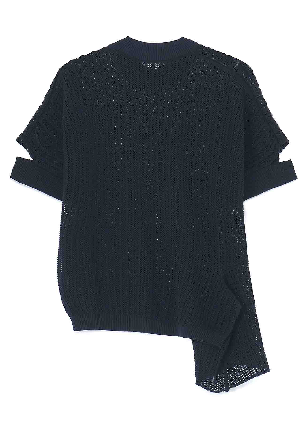 OPENWORK KNIT CUT OUT DETAIL SLV SWEATER