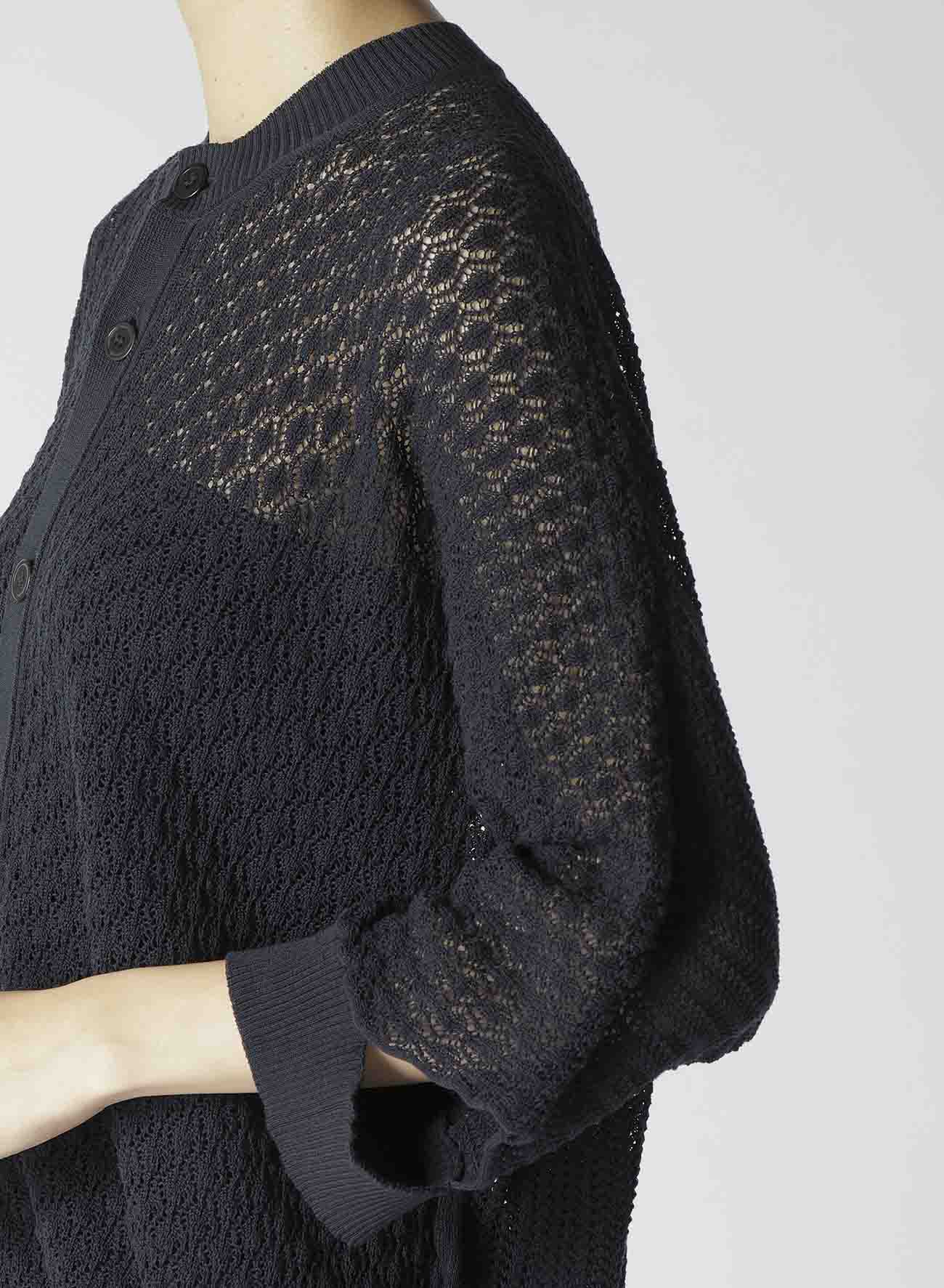 OPENWORK KNIT CUT OUT DETAIL SLV CARDIGAN