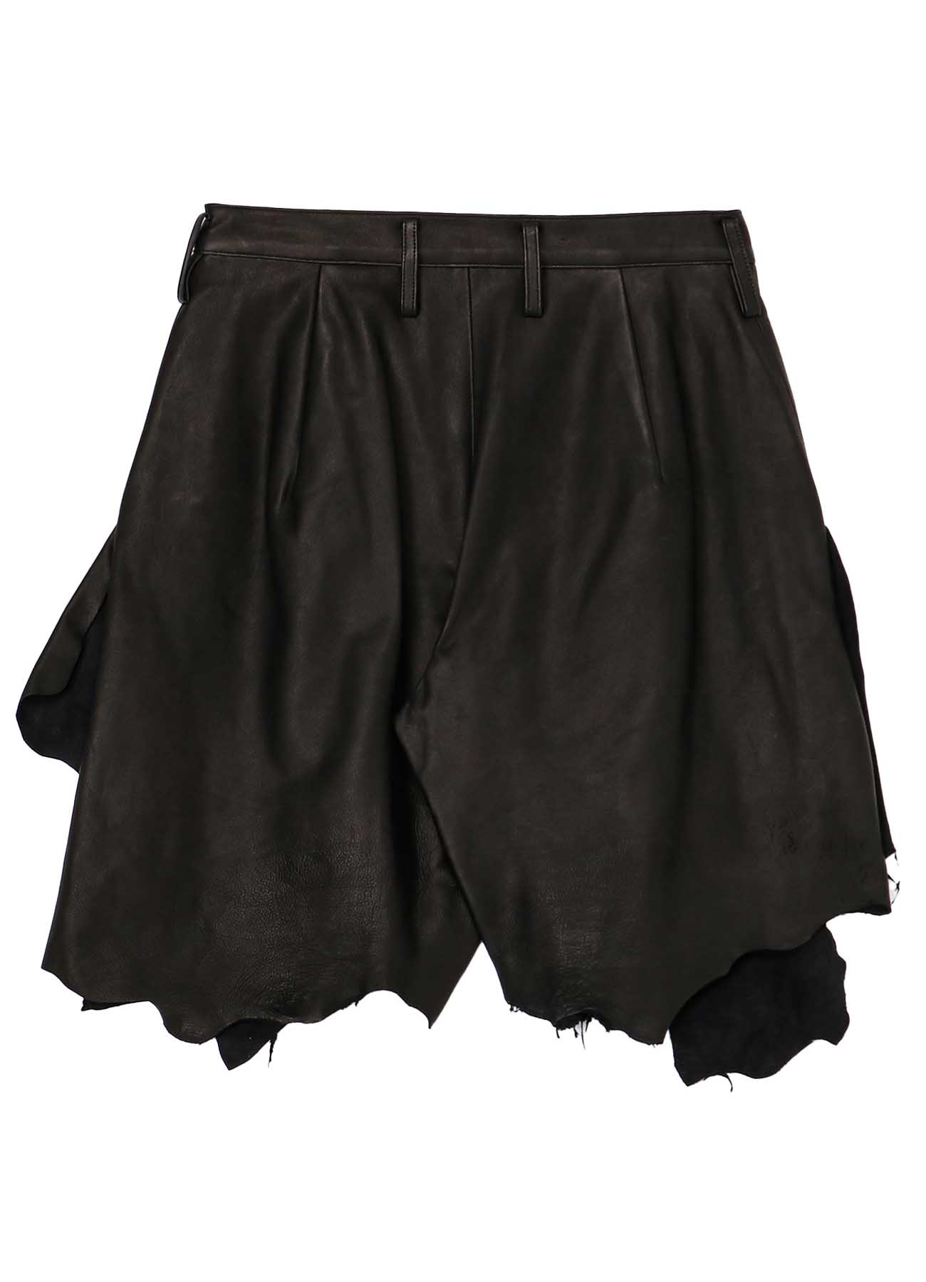 WATER BASED DYE LAMB SKIN CUT OFF SHORT PANTS B