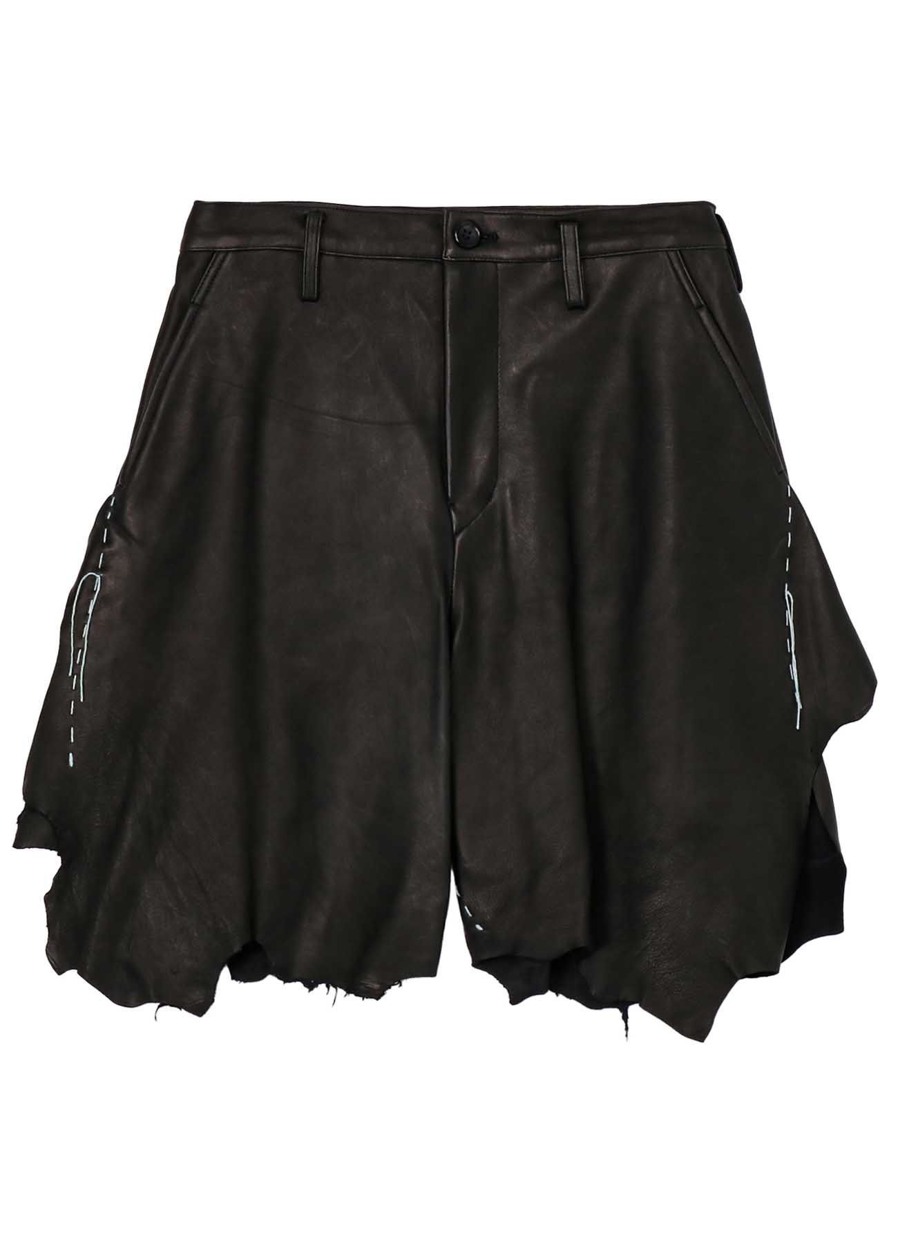 WATER BASED DYE LAMB SKIN CUT OFF SHORT PANTS B