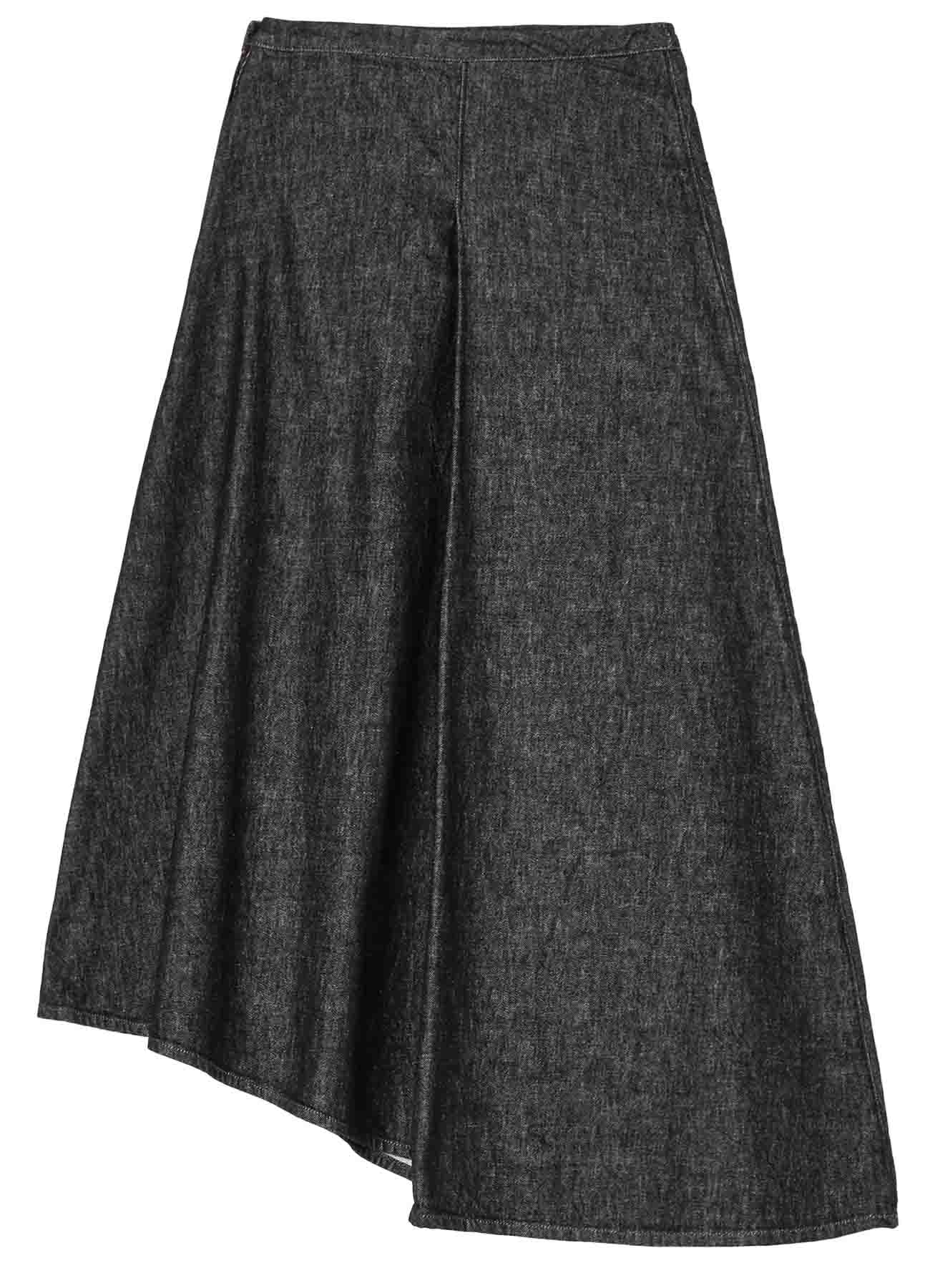 10OZ UNEVEN YARN DENIM CURVED WAIST SKIRT