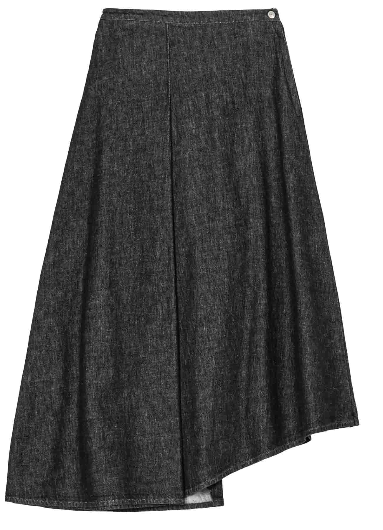 10OZ UNEVEN YARN DENIM CURVED WAIST SKIRT