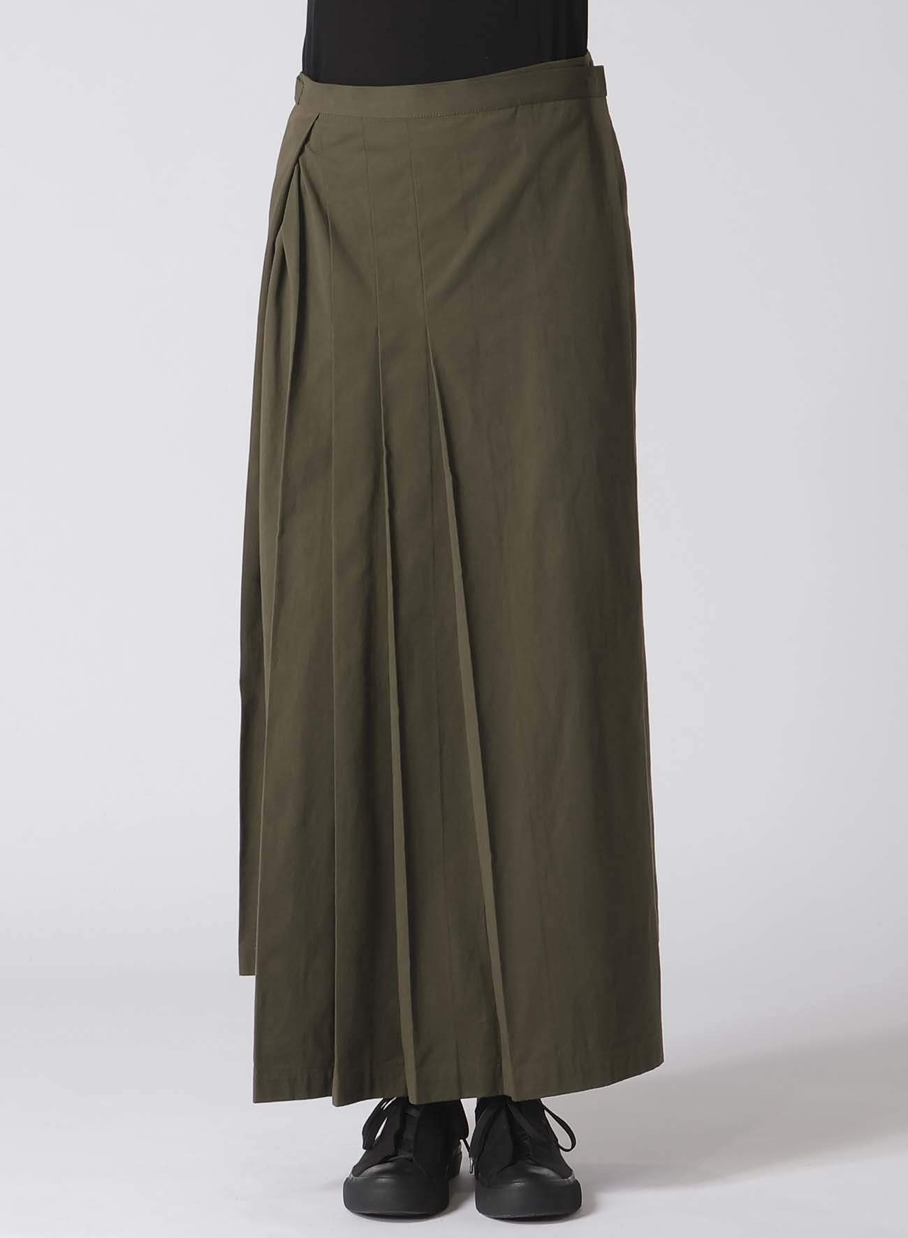 COTTON TWILL R PLEATED WRAP SKIRT