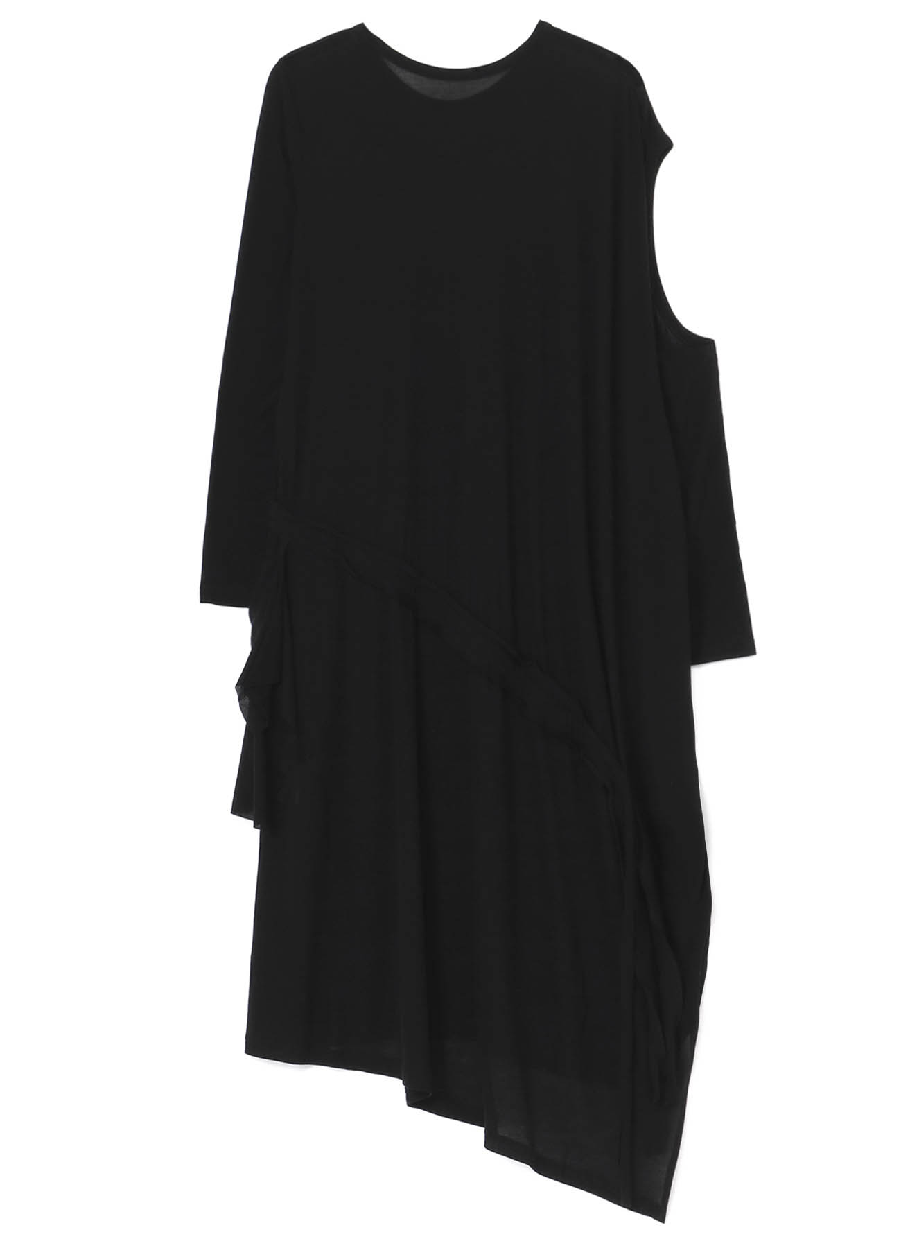 HIGH TWISTED COTTON JERSEY GATHER DETAIL LONG SLV DRESS