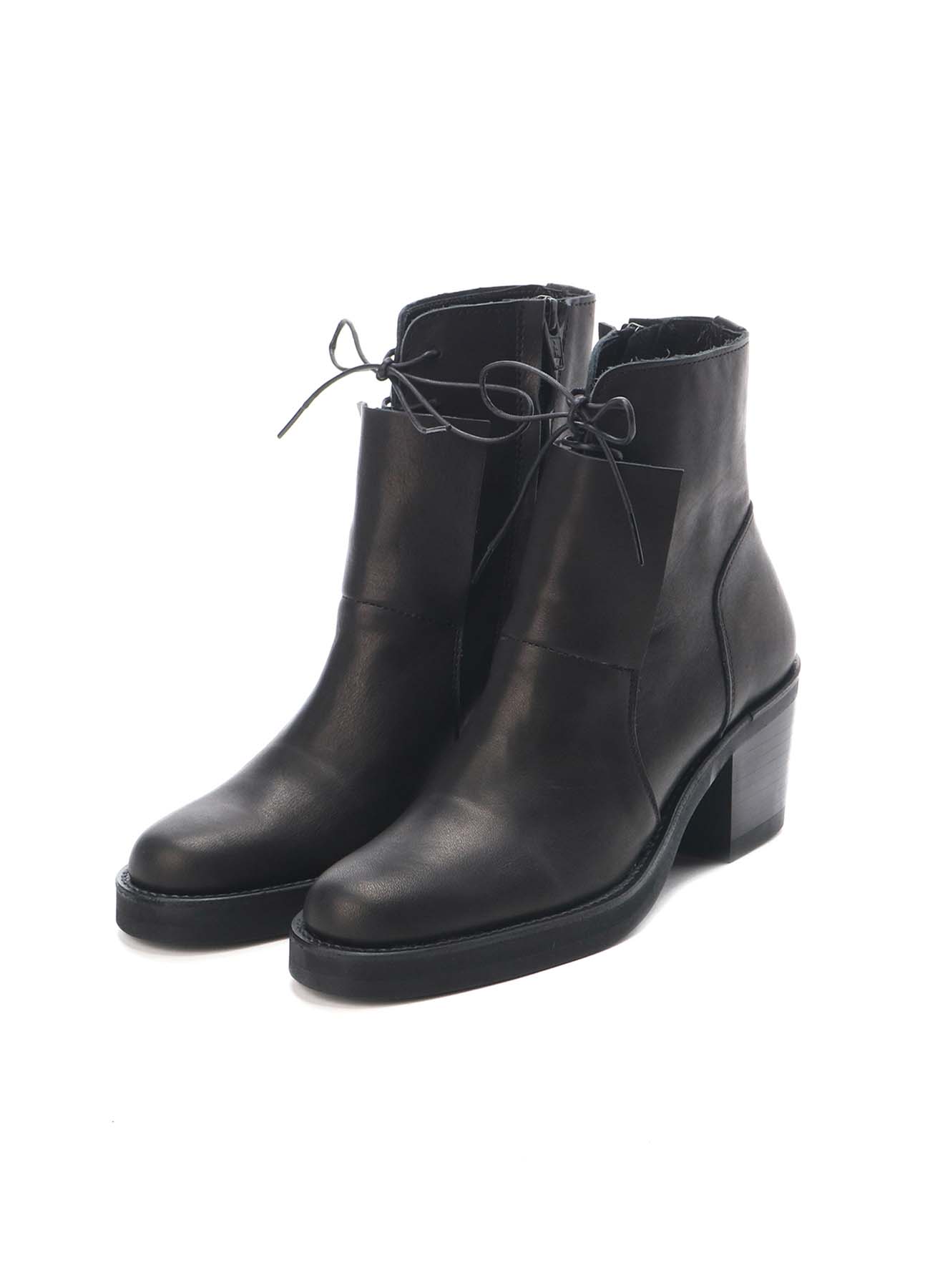 MAT SMOOTH LEATHER LACE-UP HEEL BOOTS