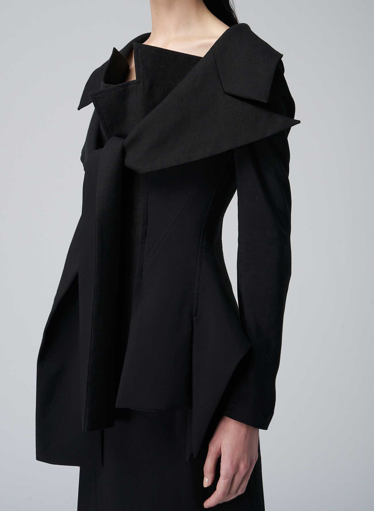 JACKET WITH OPEN NECKLINE AND FRONT KNOT DETAIL