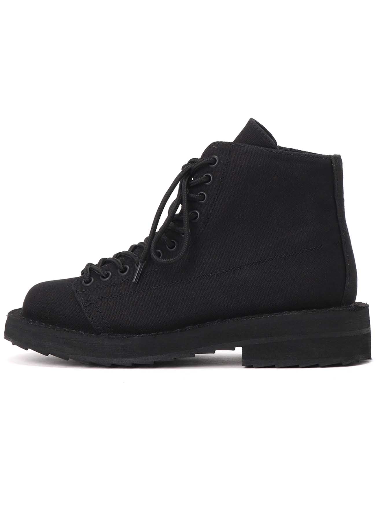 COTTON CANVAS LACE-UP BIKER BOOTS