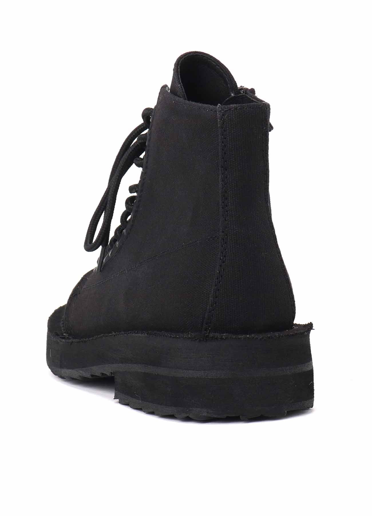 COTTON CANVAS LACE-UP BIKER BOOTS