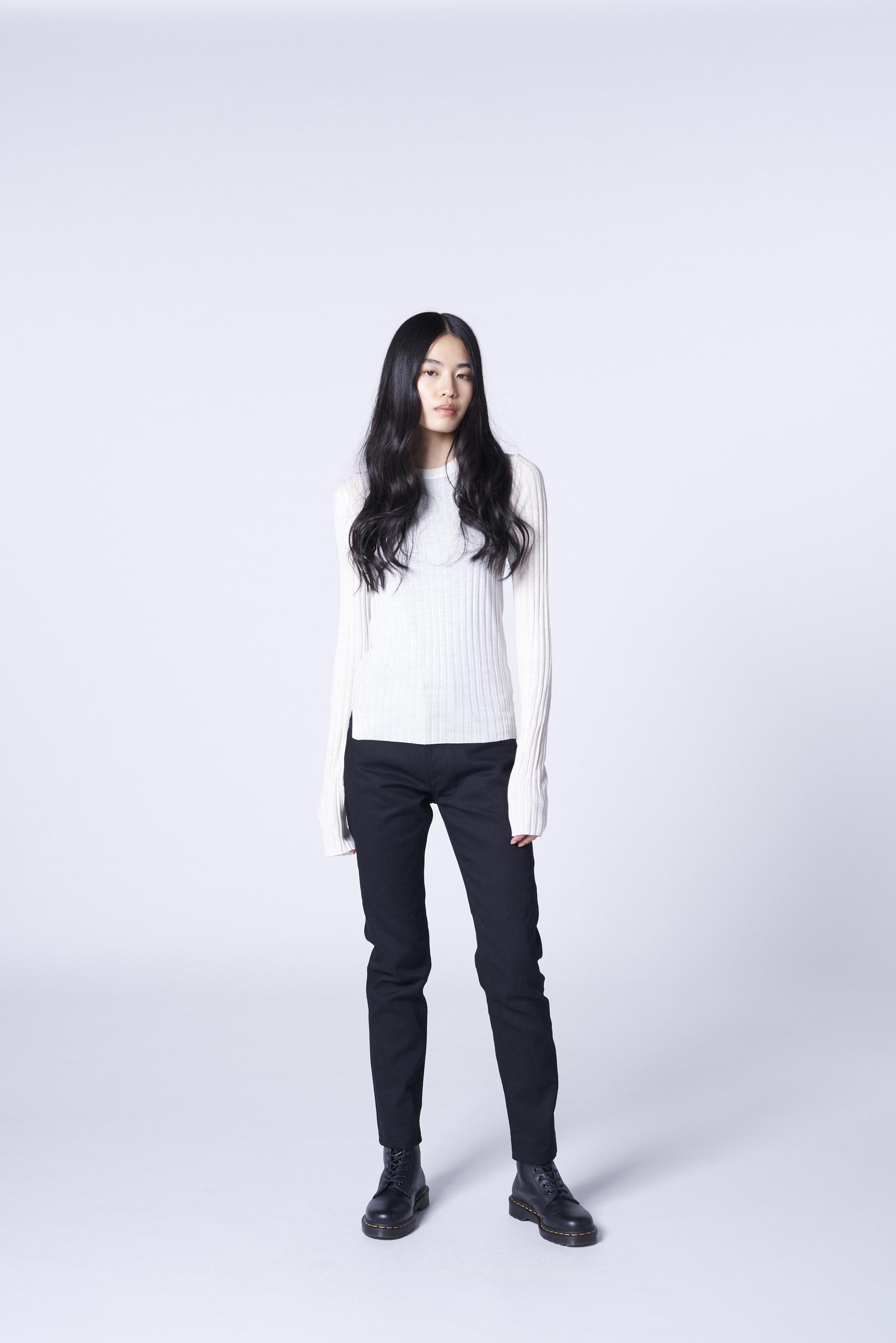 WOOL CREW NECK RIB KNIT