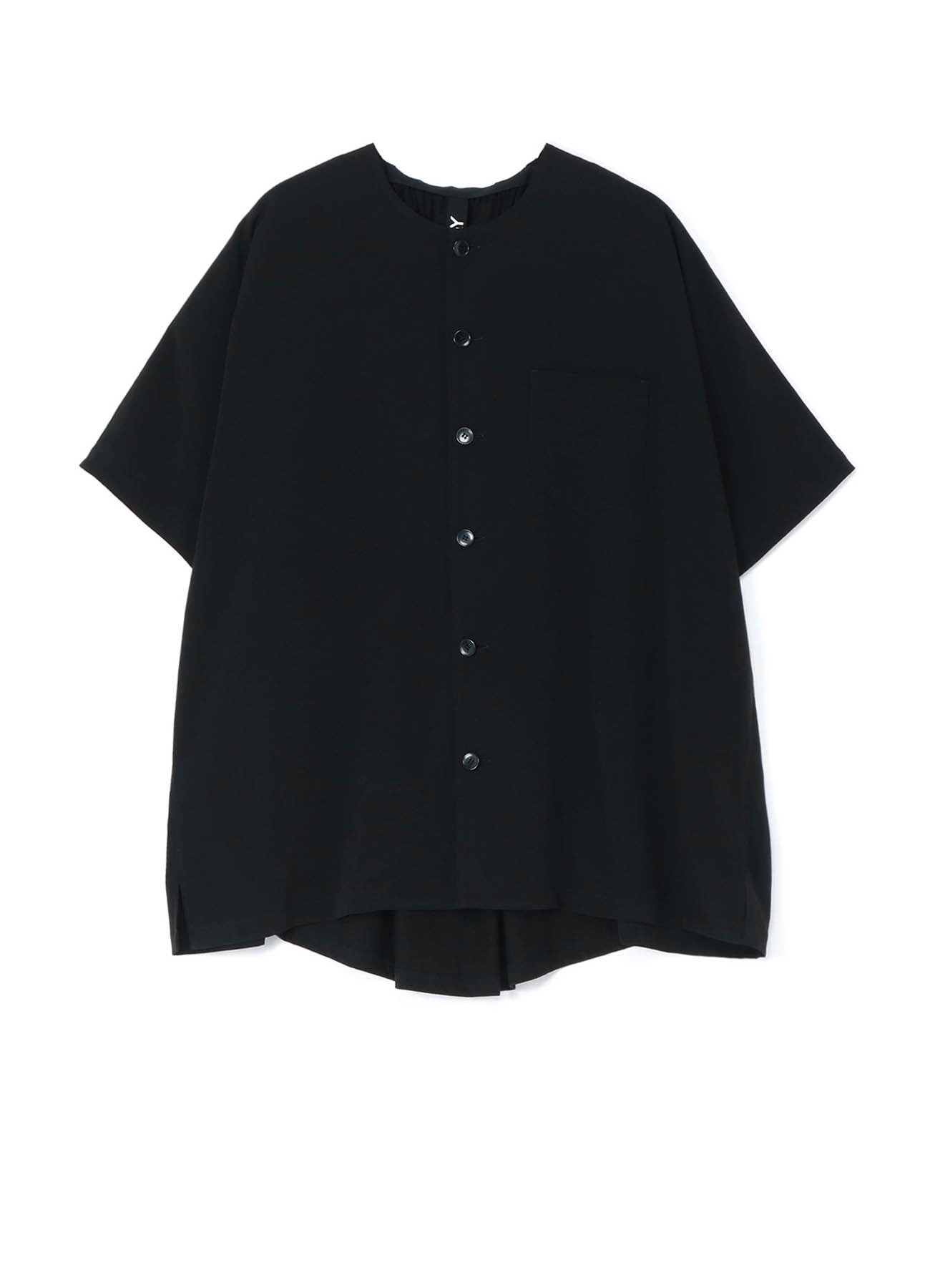 CREPE de CHINE + COTTON SHEETING BUTTON-UP T-SHIRT WITH BACK GATHERS