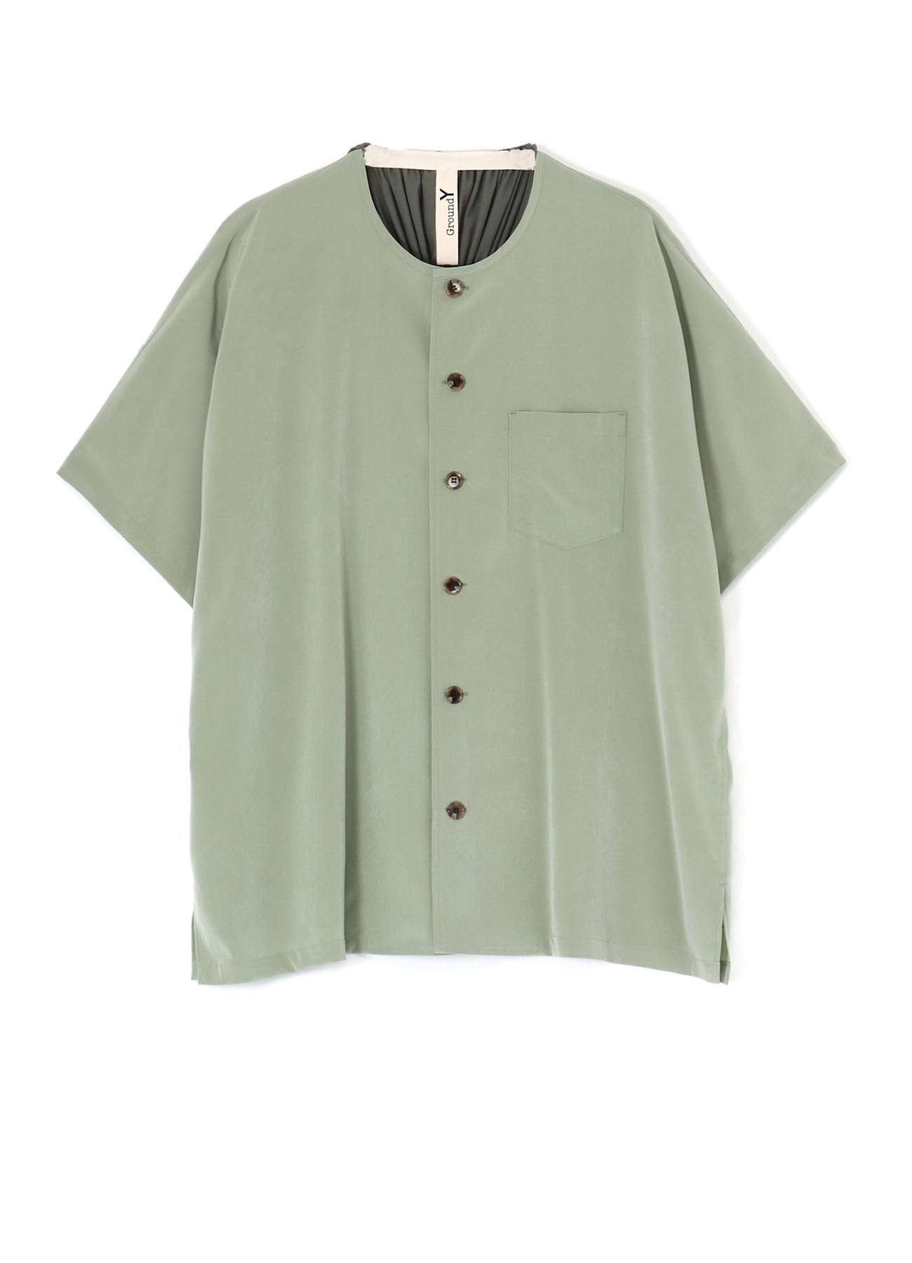 CREPE de CHINE + ULTIMA COTTON BUTTON-UP T-SHIRT WITH BACK GATHERS