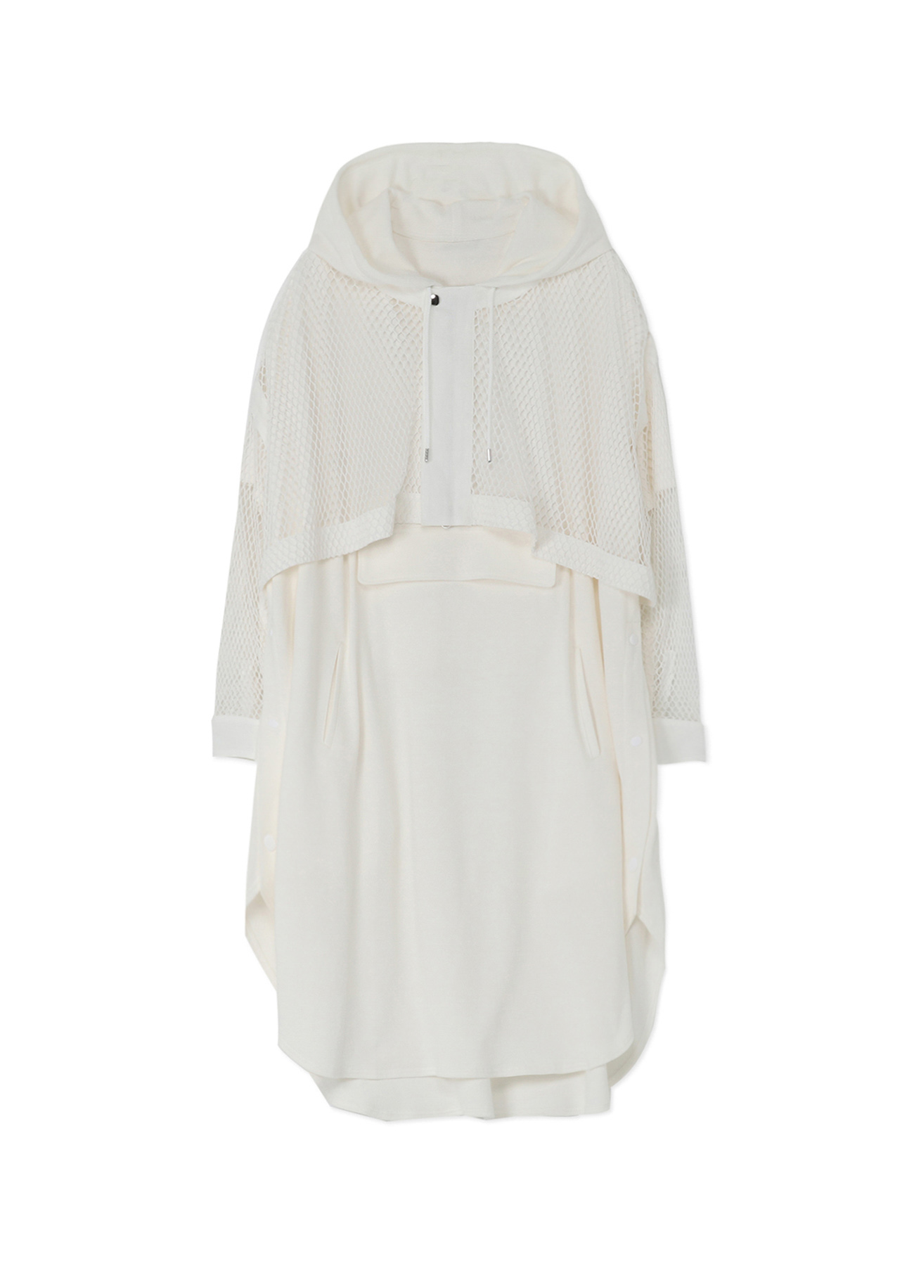 FRENCH TERRY AND LINEN MESH HOODED DRESS TYPE 2