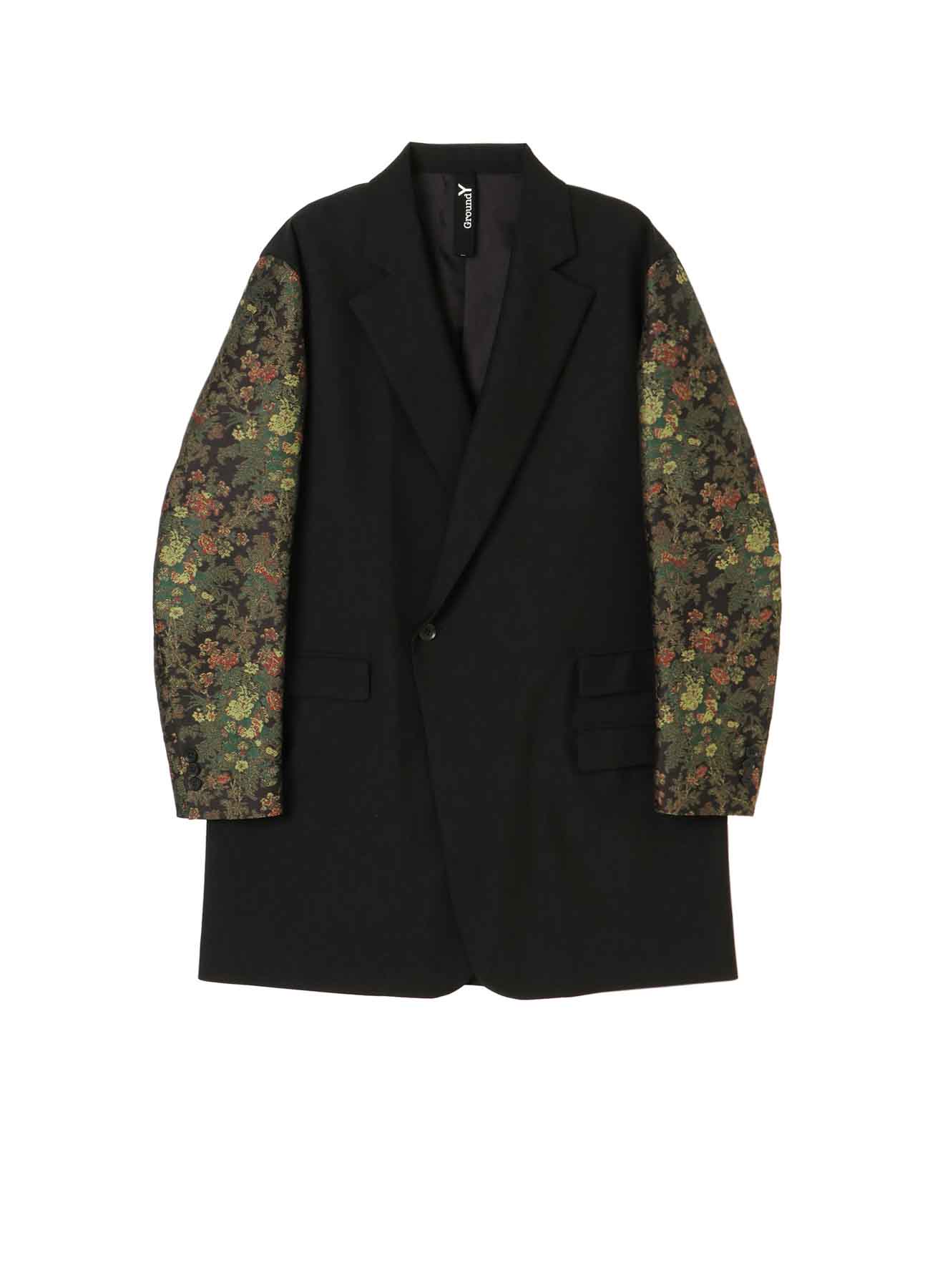 Flower Jacquard+T/W Gabardine Asymmetric pocket Jacket