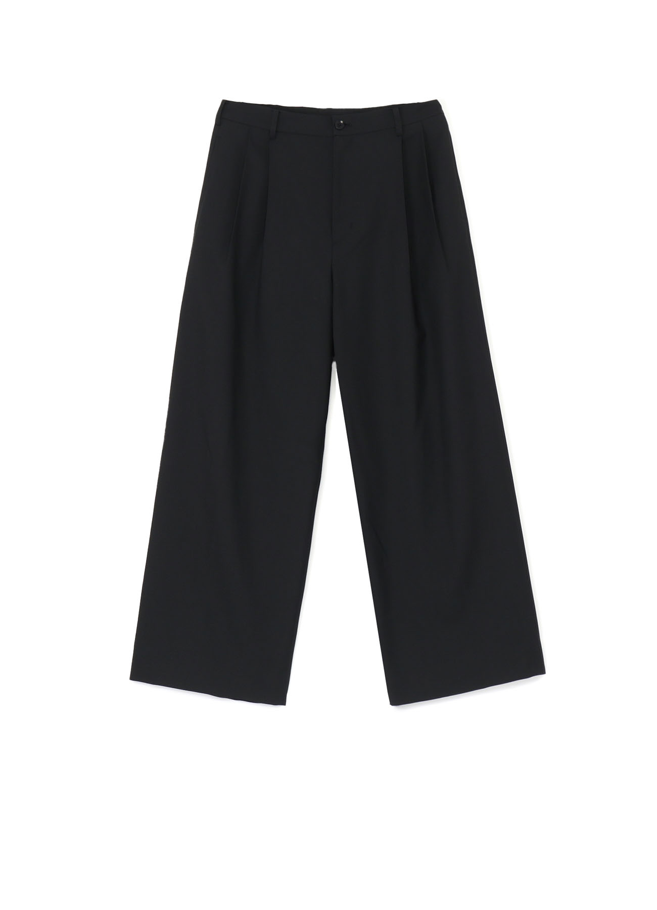 WOOL/POLYESTER GABARDINE DOUBLE PLEATED WIDE PANTS